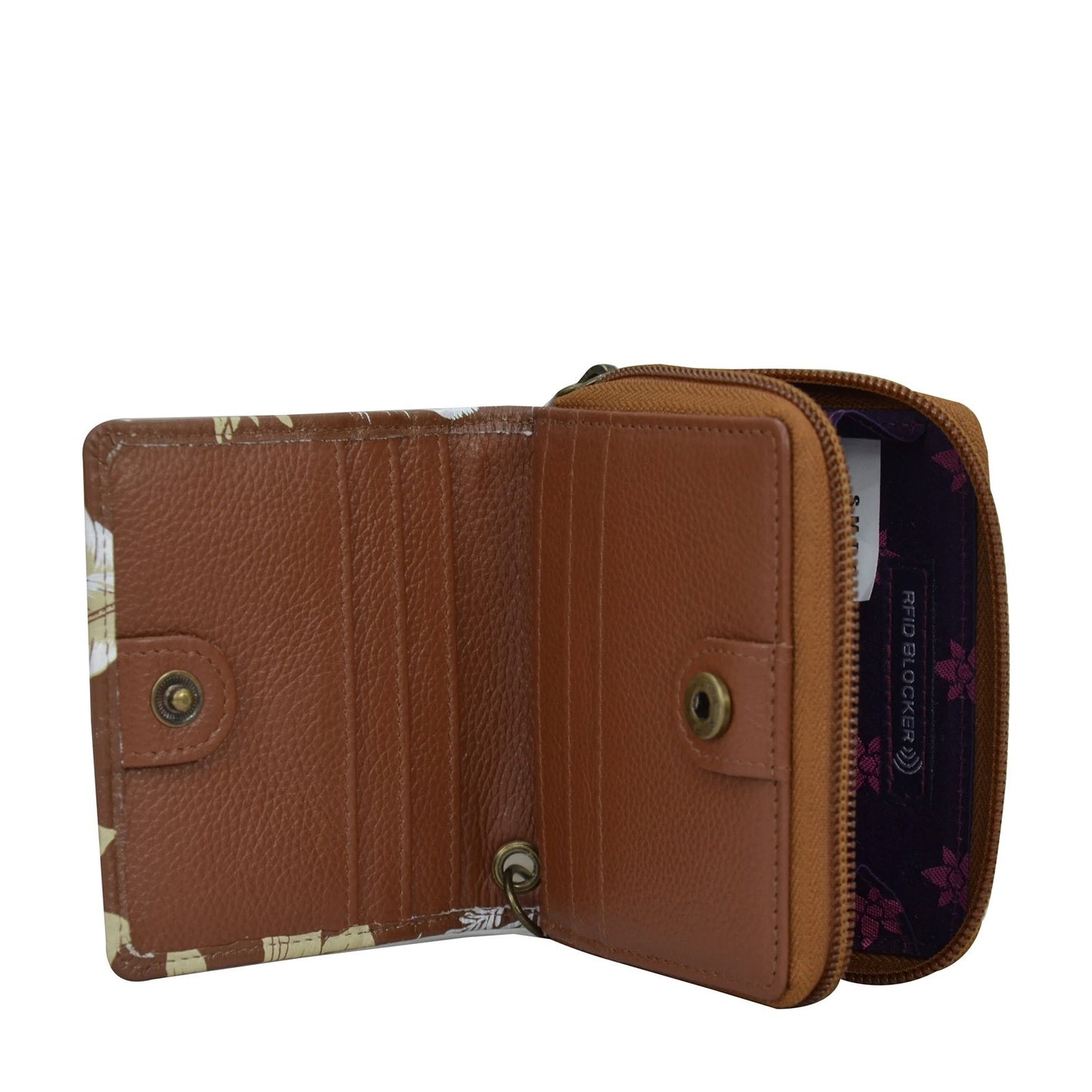 Peltz Shoes  Women's Anuschka Zip Around Small Organizer Wallet TAN 1161-CLP TN
