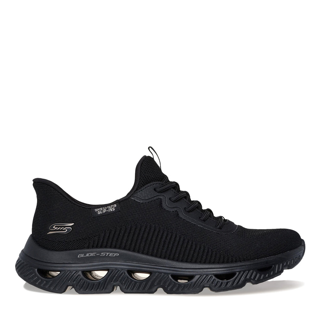 Women's Skechers Slip-ins: BOBS Sport Arc Waves Sneaker SOLID BLACK 117629-BBK