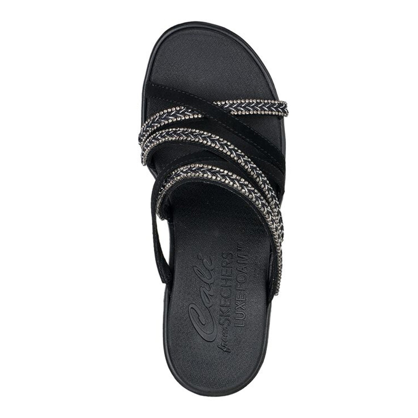 Peltz Shoes  Women's Skechers Cali Rumble On - Night Out Sandal Black 119149-BLK