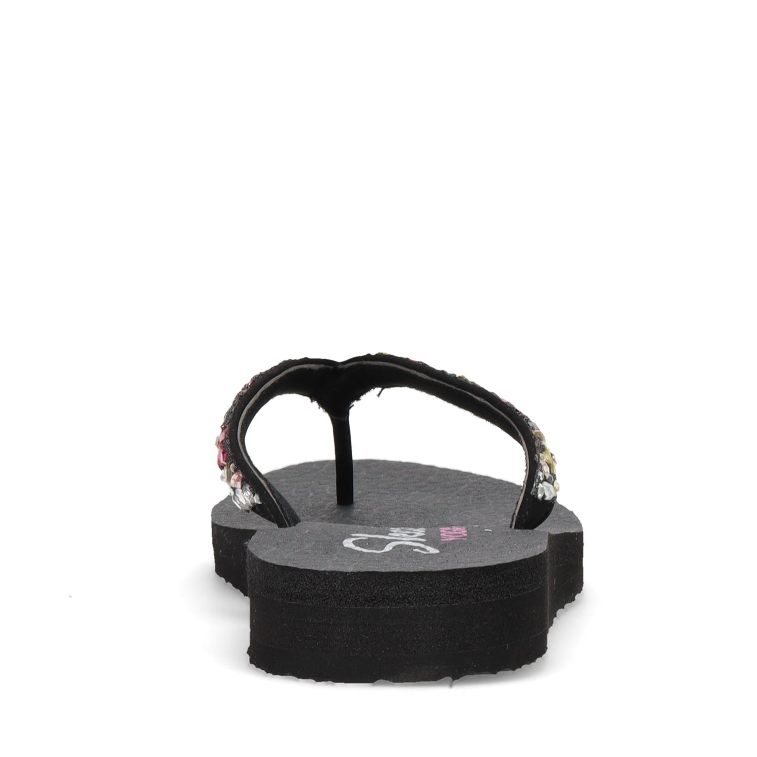 Peltz Shoes  Women's Skechers Meditation - Daisy Garden Sandal Black Multi 119153-BKMT
