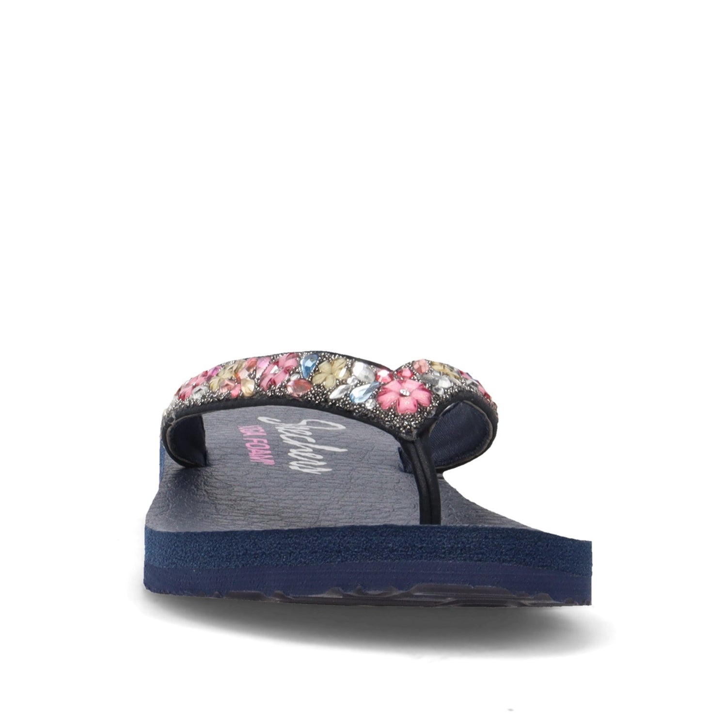 Peltz Shoes  Women's Skechers Meditation - Daisy Garden Sandal Navy Multi 119153-NVMT