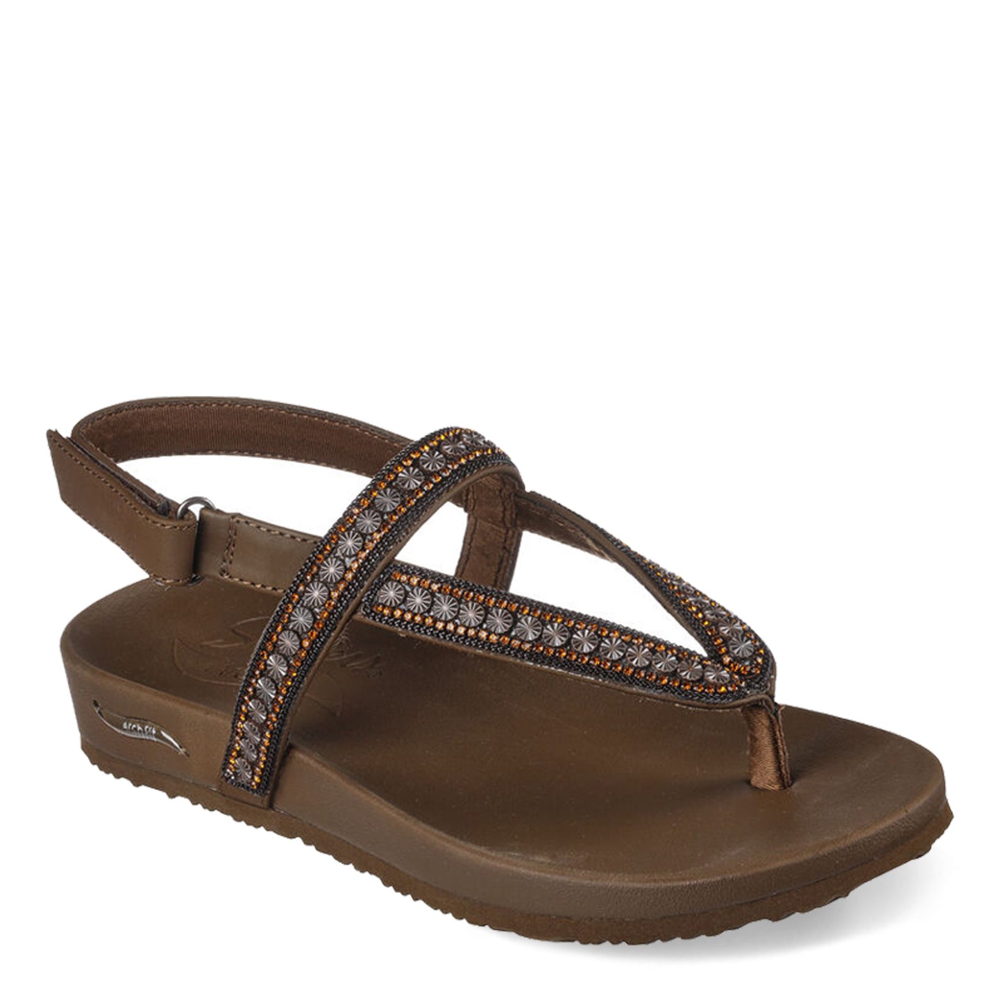 Peltz Shoes  Women's Skechers Arch Fit Meditation Sandal Chocolate 119243-CHOC