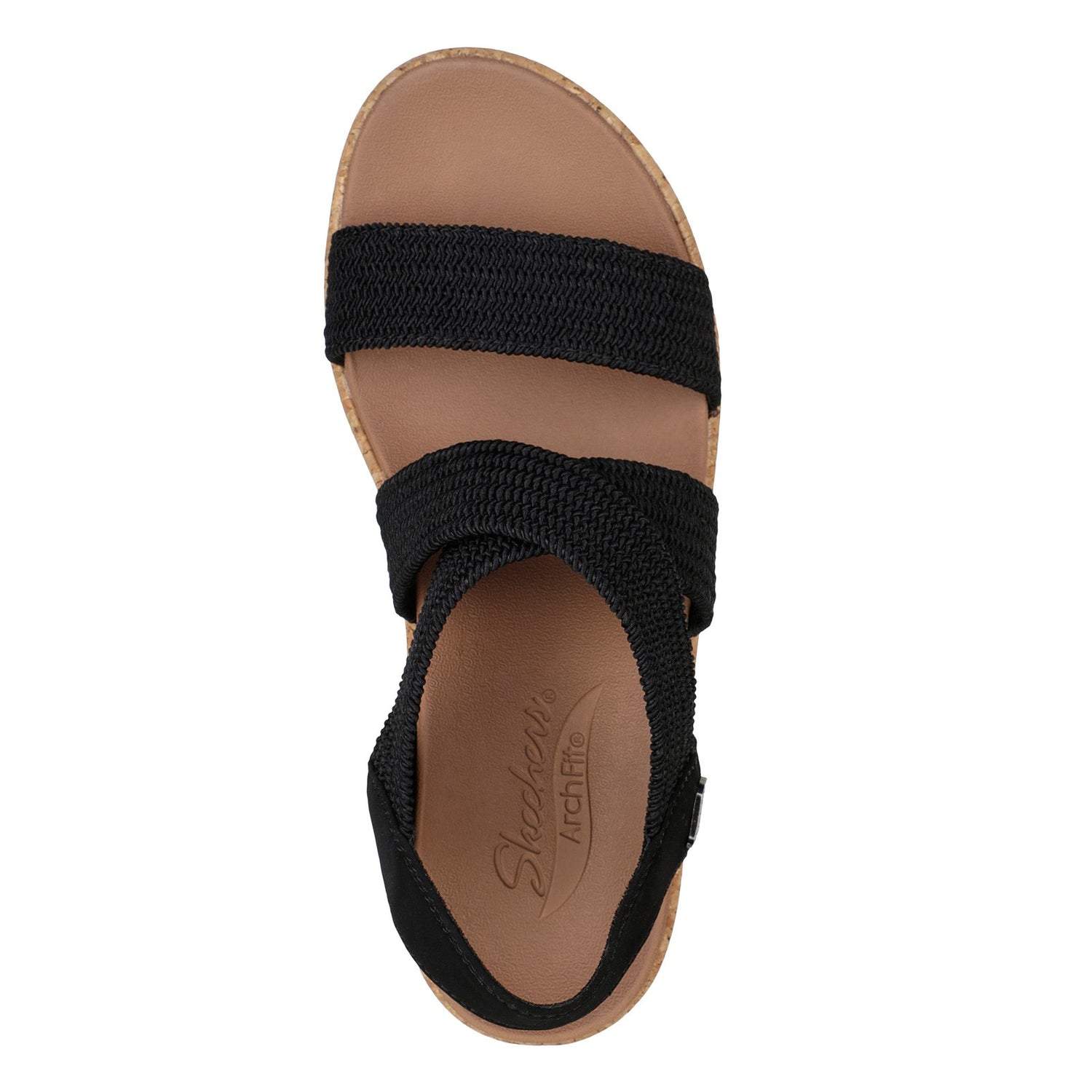 Peltz Shoes  Women's Skechers Arch Fit Beverlee - Love Stays Sandal Black 119260-BLK