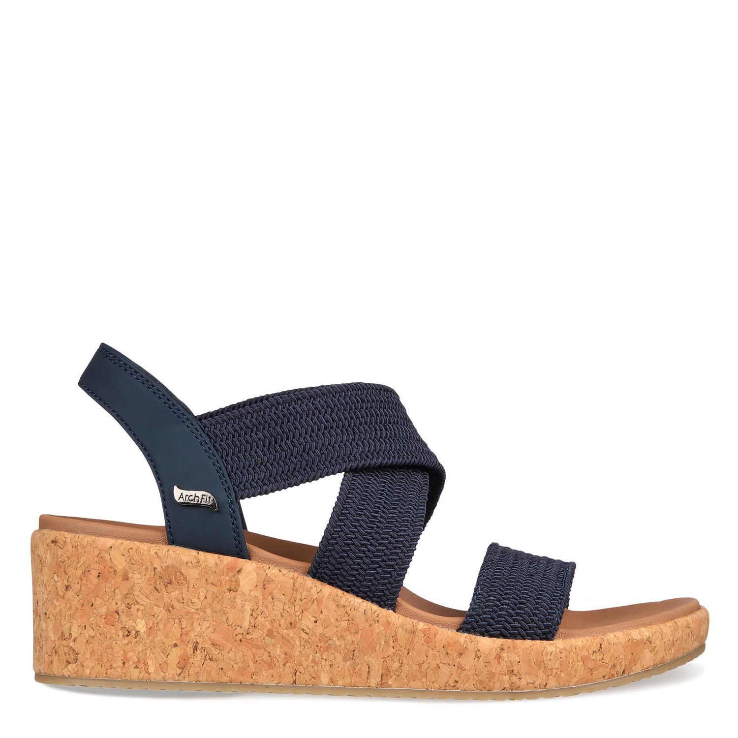 Peltz Shoes  Women's Skechers Arch Fit Beverlee - Love Stays Sandal Navy 119260-NVY