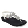 Peltz Shoes  Women's Skechers Arch Fit Meditation Rhinestone Sandal WHITE 119291-WHT
