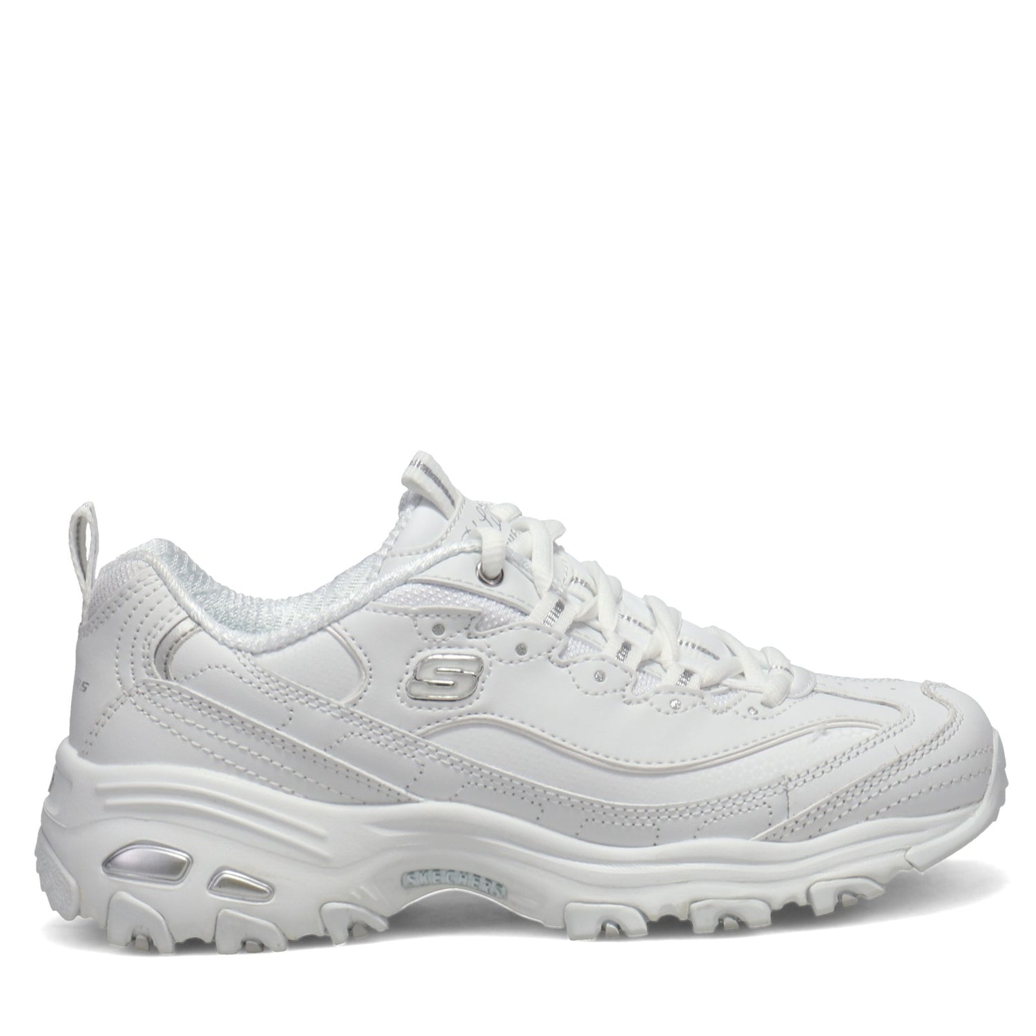 Skechers Women's D'Lites Memory Foam Lace-up Sneaker, White Silver, 5.5  Wide : : Clothing, Shoes & Accessories