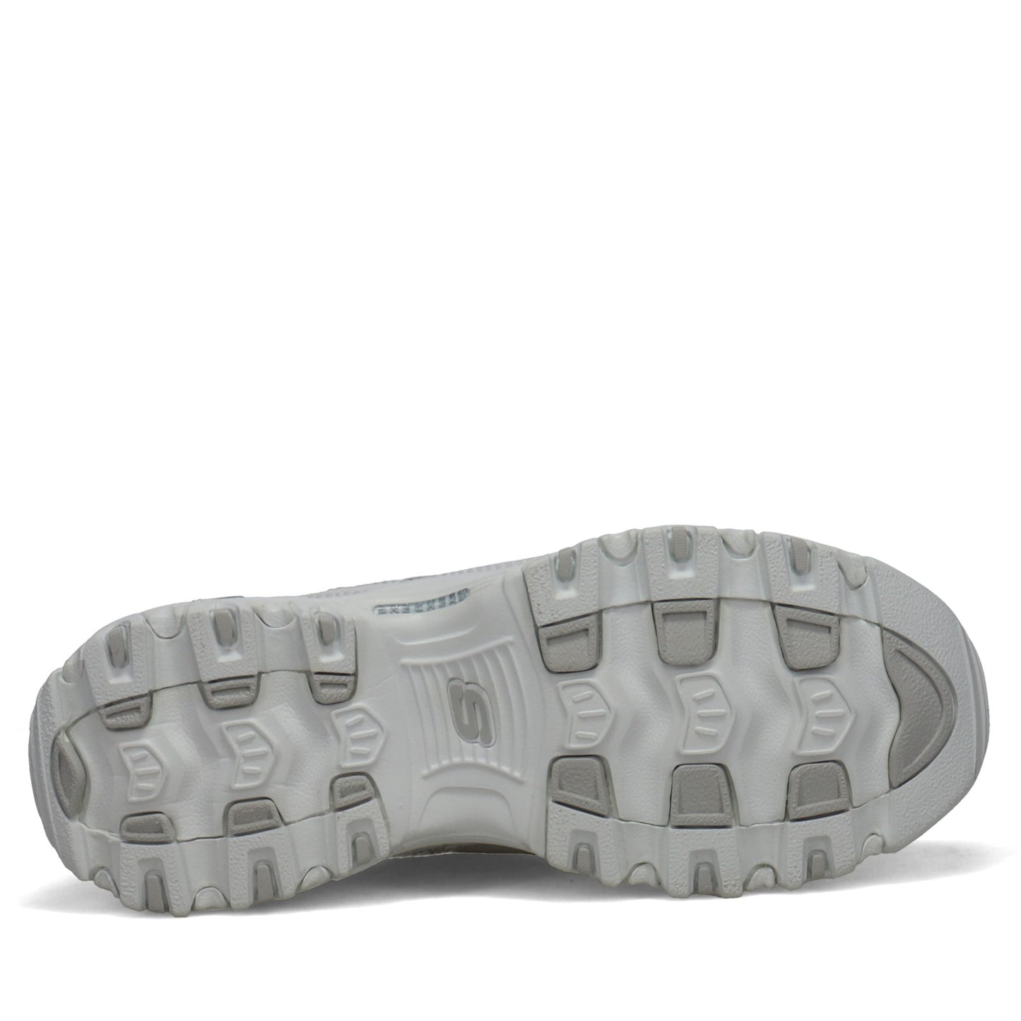 Peltz Shoes  Women's Skechers D'Lites - Fresh Start Sneaker - Wide Width White/Mesh/Silver 11931EW-WSL