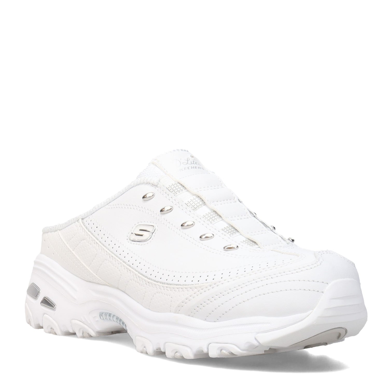 Peltz Shoes  Women's Skechers D'lites - Bright Sky Sneaker WHITE SILVER 11933-WSL