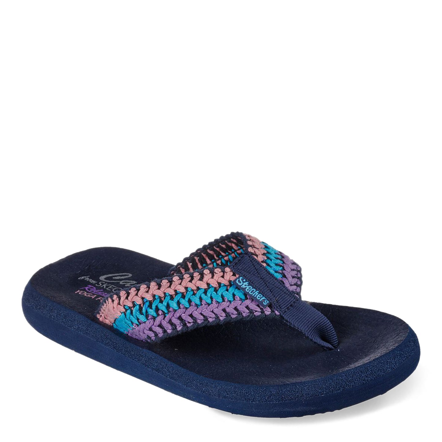 Peltz Shoes  Women's Skechers Relaxed Fit: Asana - Bloom Crush Sandal NAVY 119698-NVMT