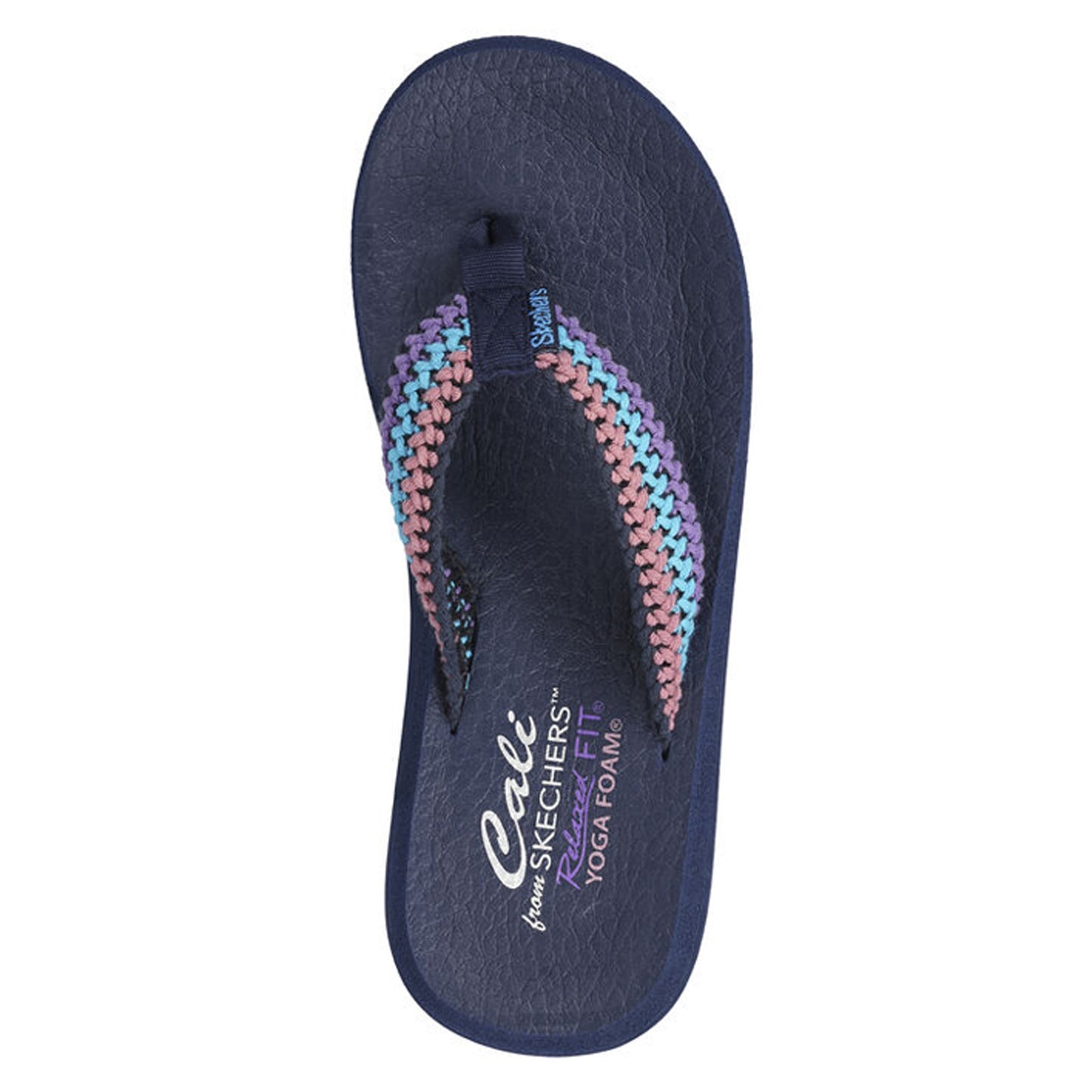 Peltz Shoes  Women's Skechers Relaxed Fit: Asana - Bloom Crush Sandal NAVY 119698-NVMT