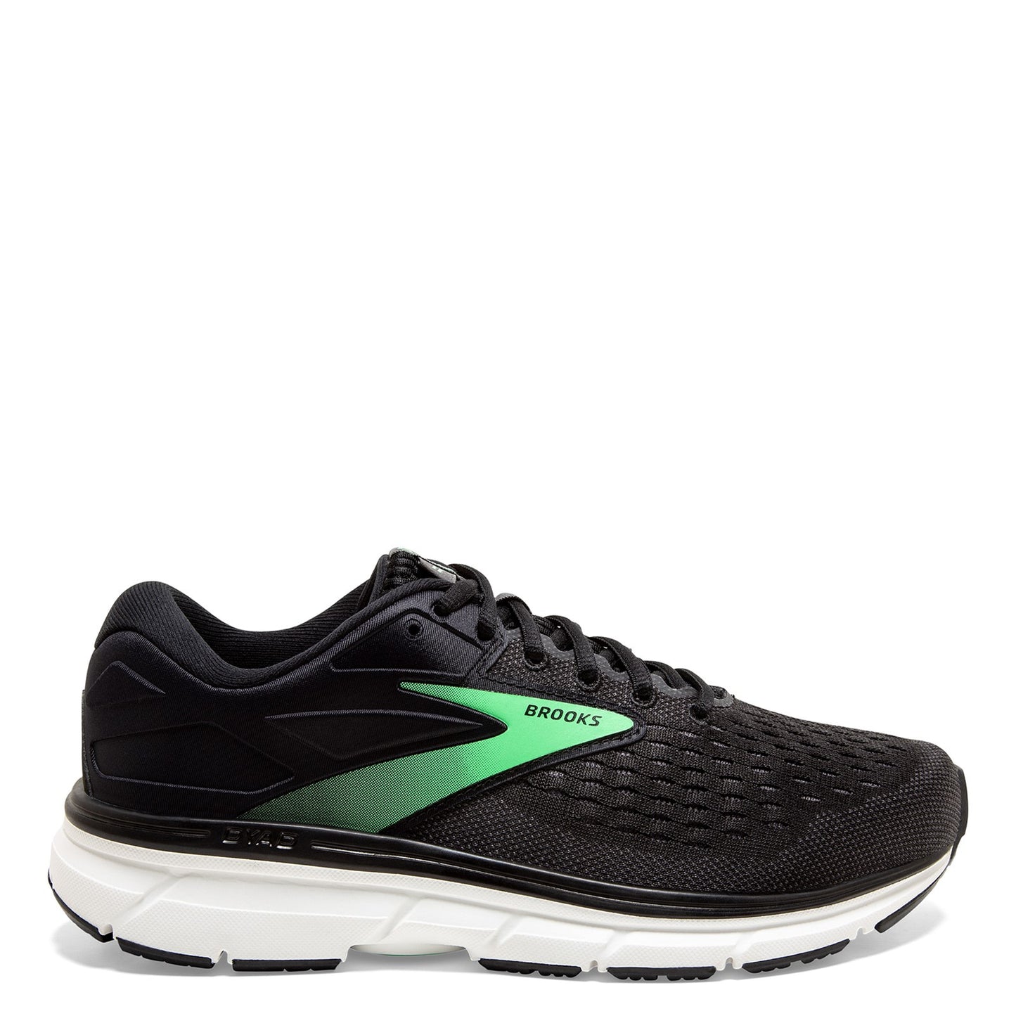 Peltz Shoes  Women's Brooks Dyad 11 Running Shoe - Extra Wide Black/Ebony/Green 120312 2E 082