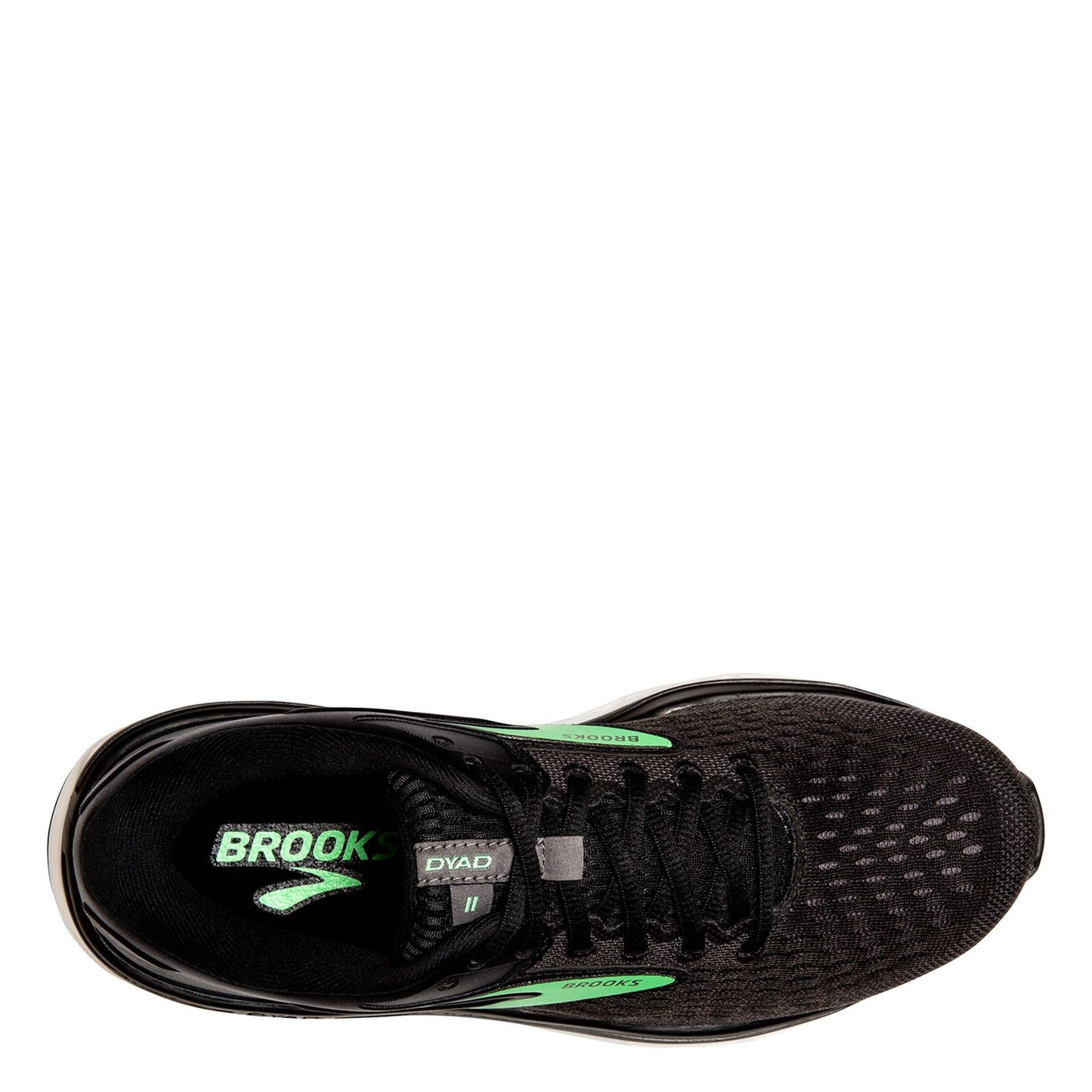 Peltz Shoes  Women's Brooks Dyad 11 Running Shoe - Extra Wide Black/Ebony/Green 120312 2E 082