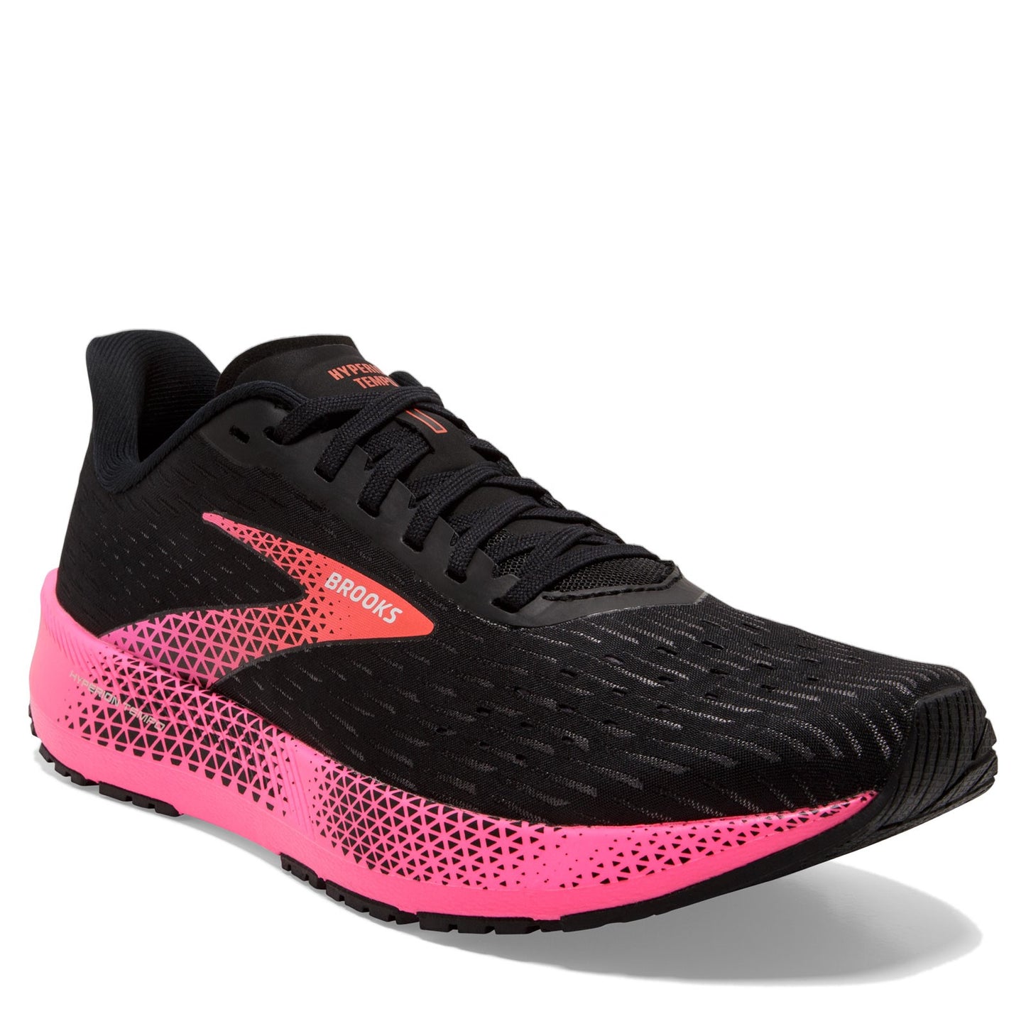 Peltz Shoes  Women's Brooks Hyperion Tempo Running Shoe Black/Pink/Hot Coral 120328 1B 086
