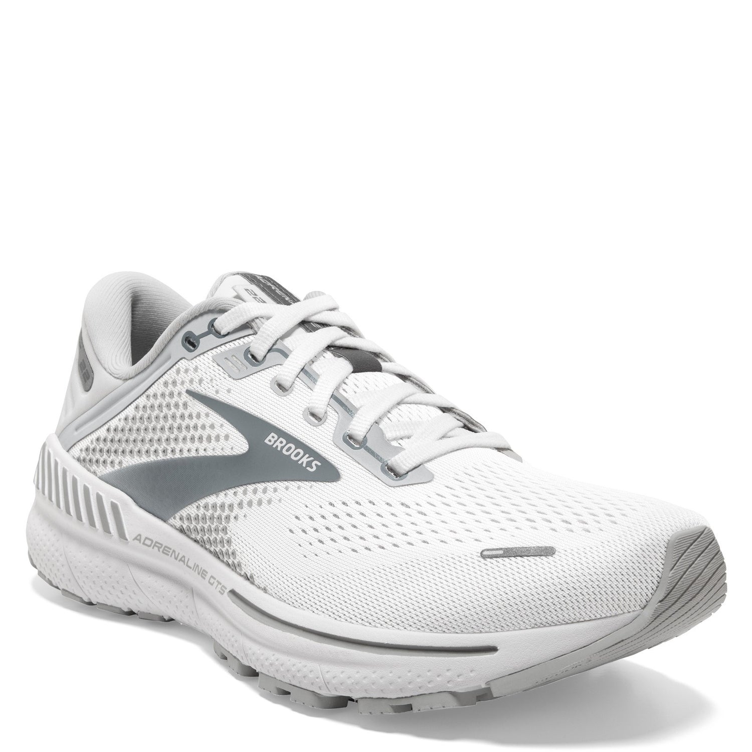 Peltz Shoes  Women's Brooks Adrenaline GTS 22 Running Shoe White/Grey 120353 1B 134