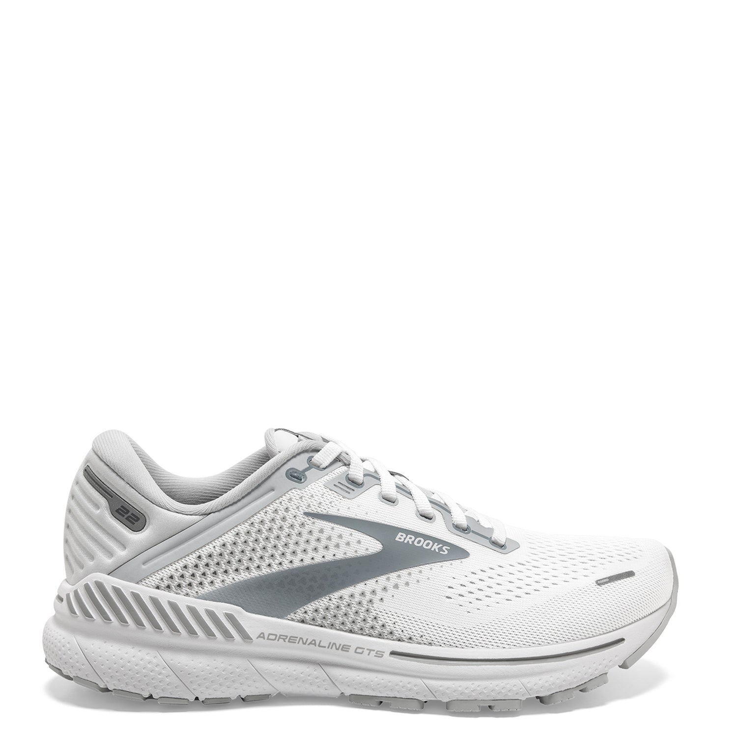 Peltz Shoes  Women's Brooks Adrenaline GTS 22 Running Shoe White/Grey 120353 1B 134