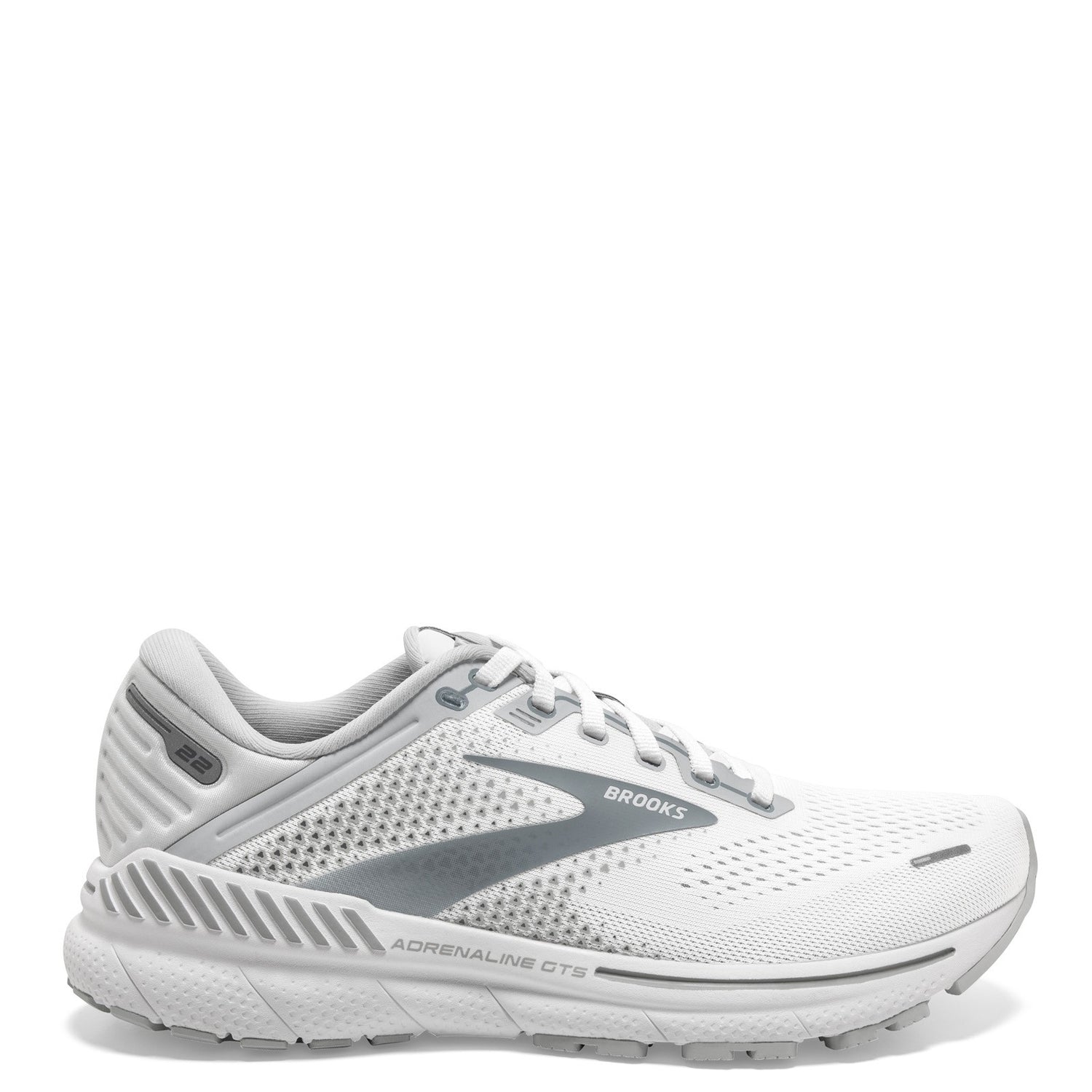 Peltz Shoes  Women's Brooks Adrenaline GTS 22 Running Shoe White/Grey 120353 1B 134