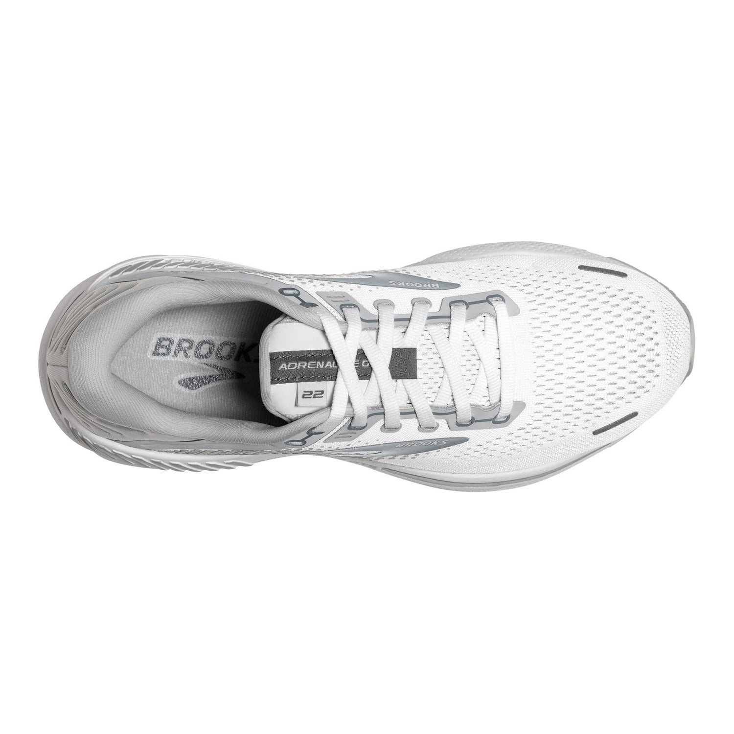 Peltz Shoes  Women's Brooks Adrenaline GTS 22 Running Shoe White/Grey 120353 1B 134