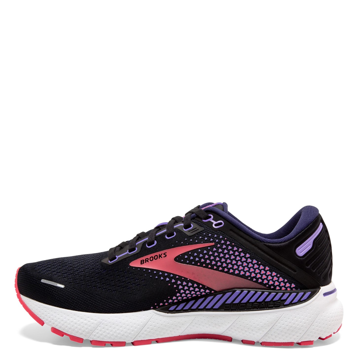 Peltz Shoes  Women's Brooks Adrenaline GTS 22 Running Shoe - Wide Width Black/Purple/Coral 120353 1D 080