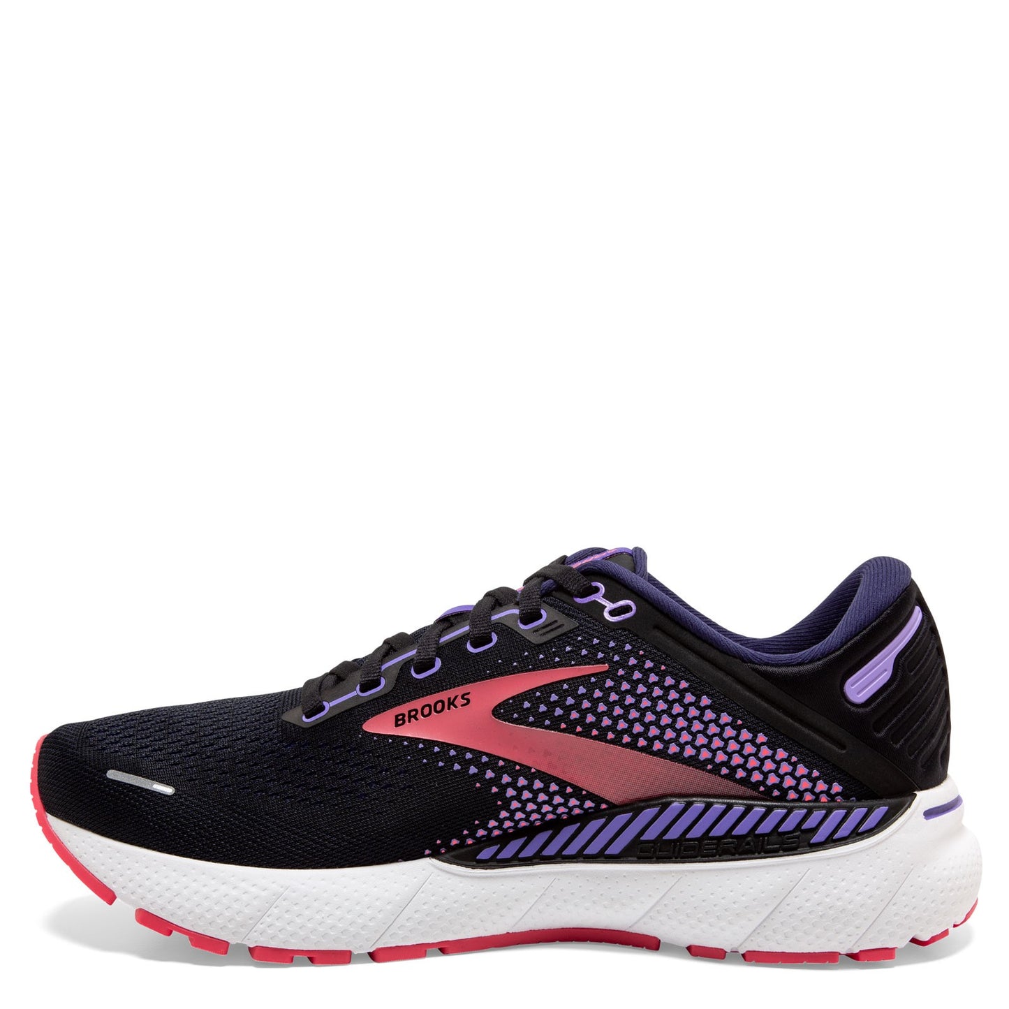 Peltz Shoes  Women's Brooks Adrenaline GTS 22 Running Shoe - Narrow Width Black/Purple/Coral 120353 2A 080