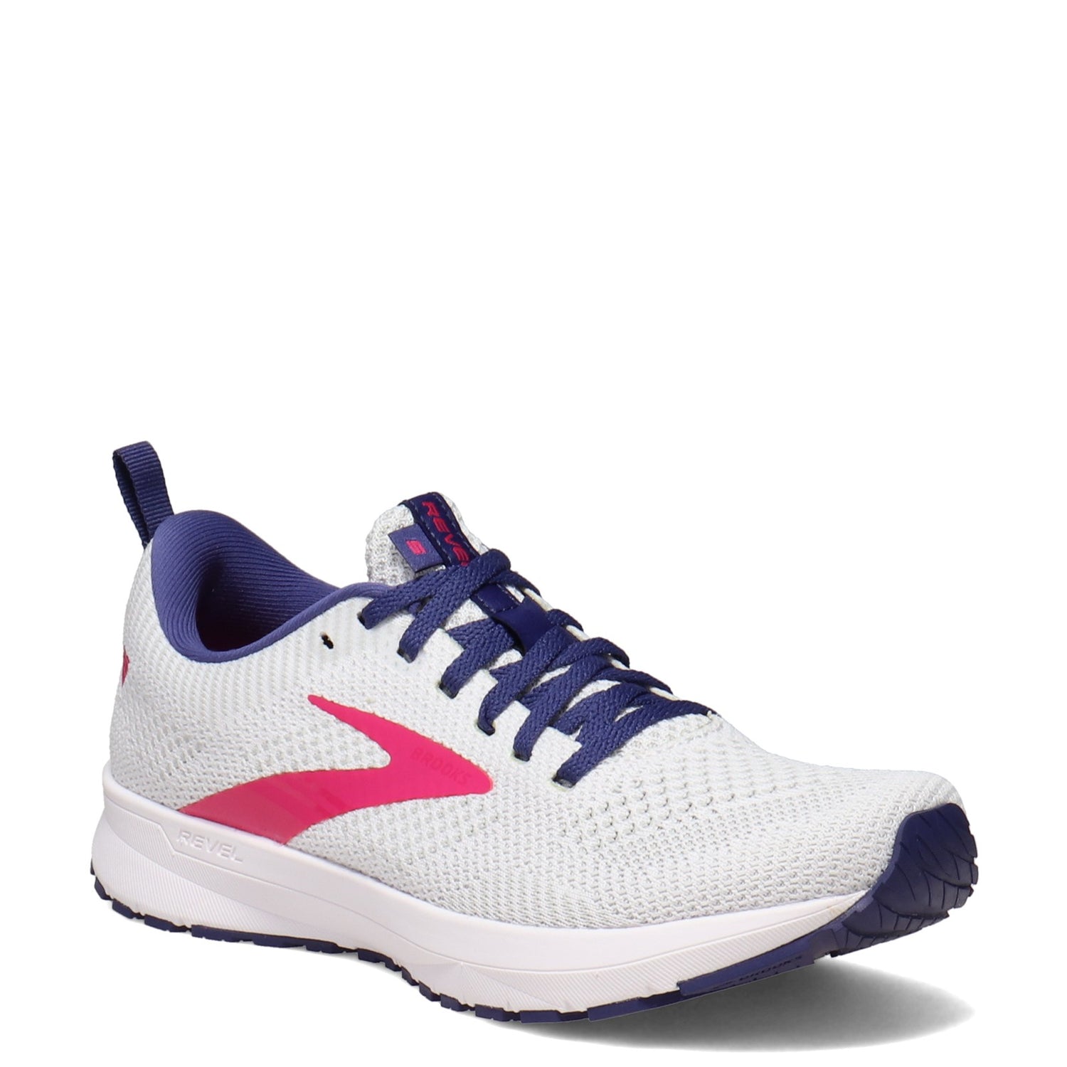 Peltz Shoes  Women's Brooks Revel 5 Running Shoe White/Navy/Pink 120361 1B 193