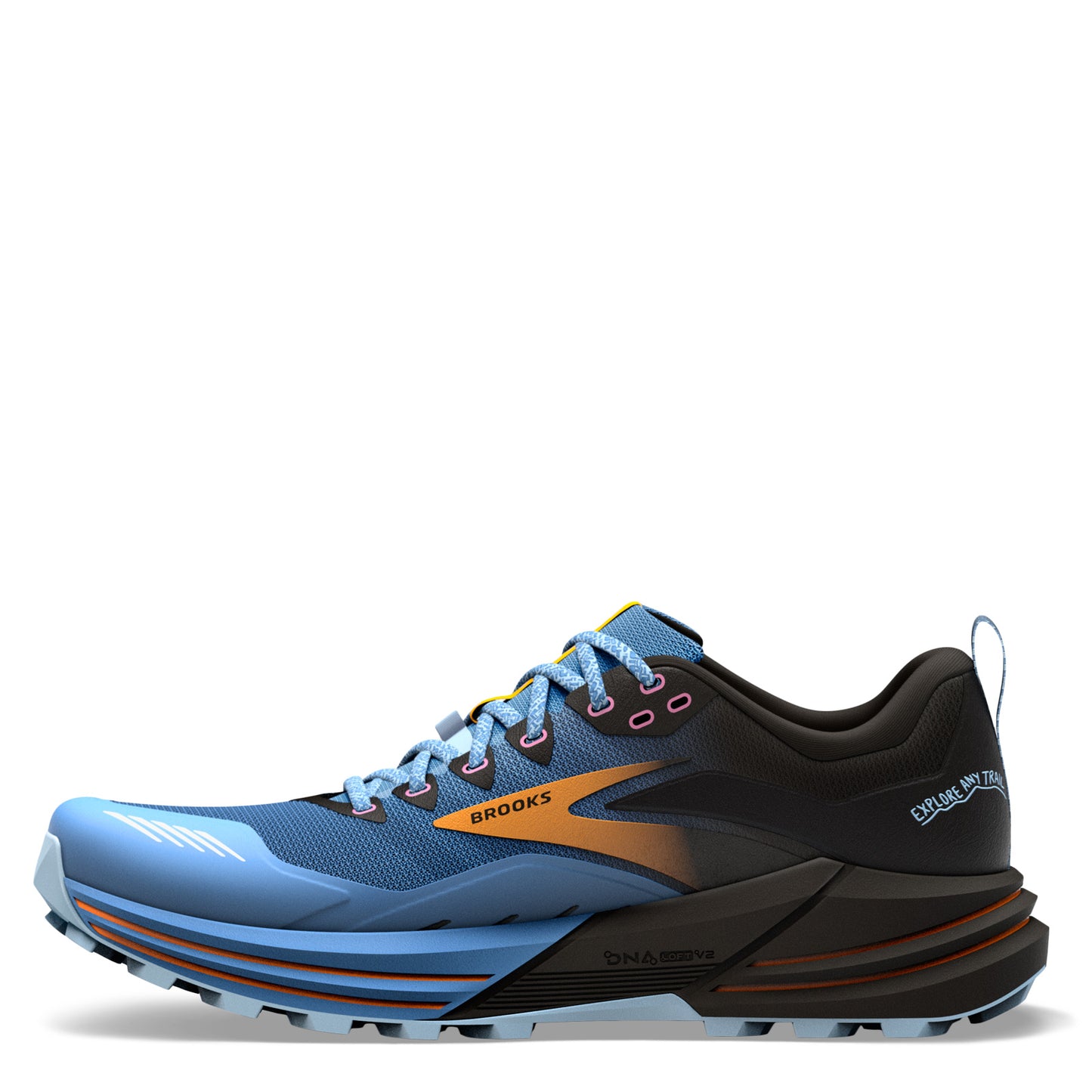 Peltz Shoes  Women's Brooks Cascadia 16 Trail Running Shoe Blue/Black/Yellow 120363 1B 414