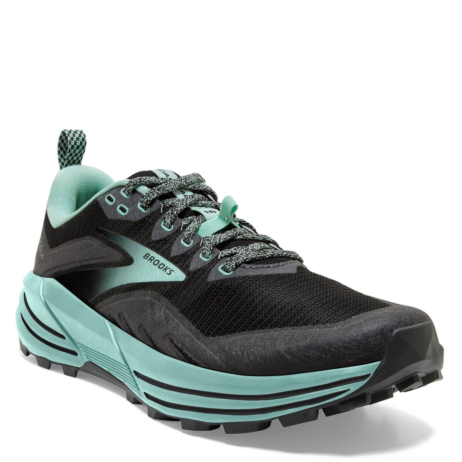 Peltz Shoes  Women's Brooks Cascadia 16 Trail Running Shoe - Wide Width Black/Ebony/Yucca 120363 1D 049