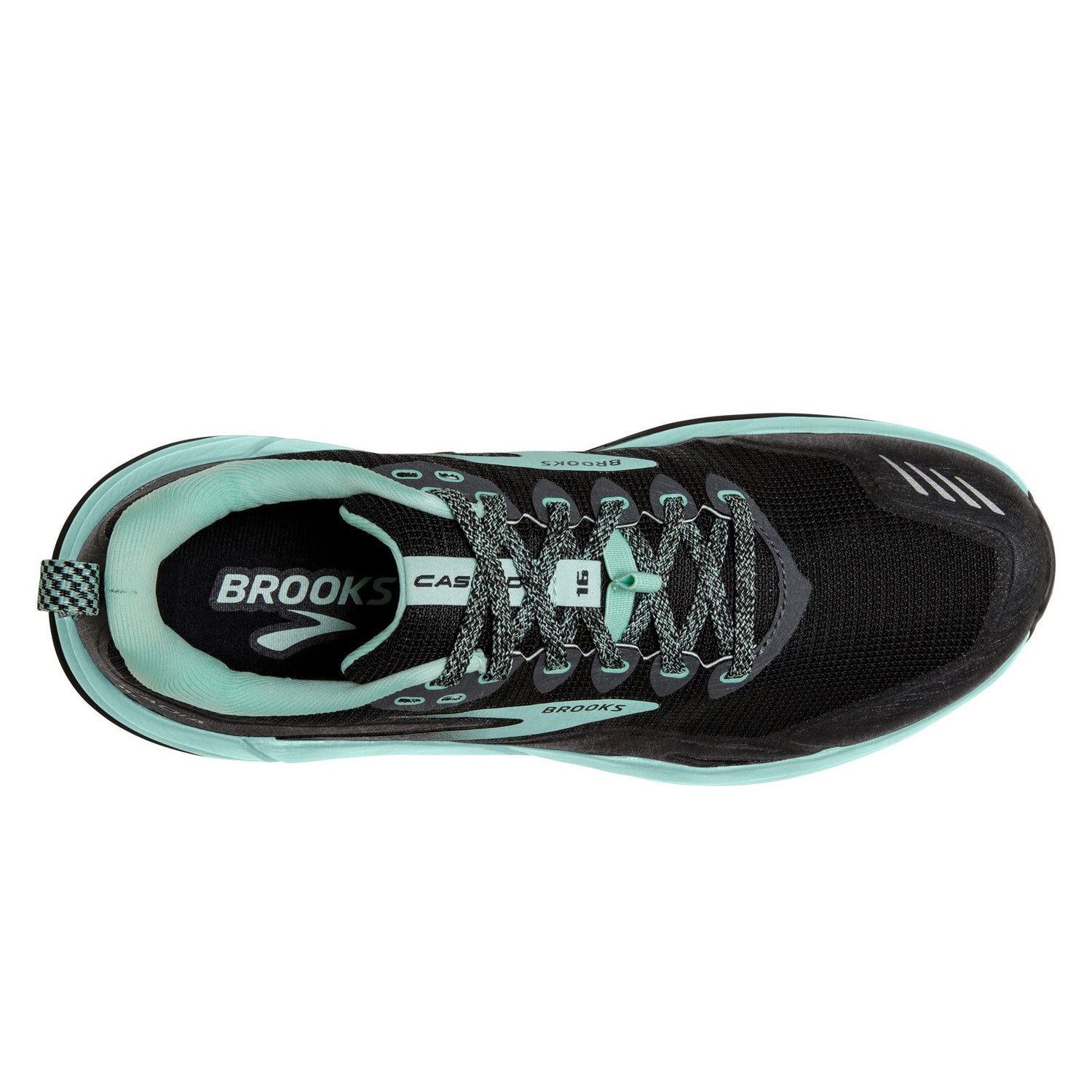 Peltz Shoes  Women's Brooks Cascadia 16 Trail Running Shoe - Wide Width Black/Ebony/Yucca 120363 1D 049