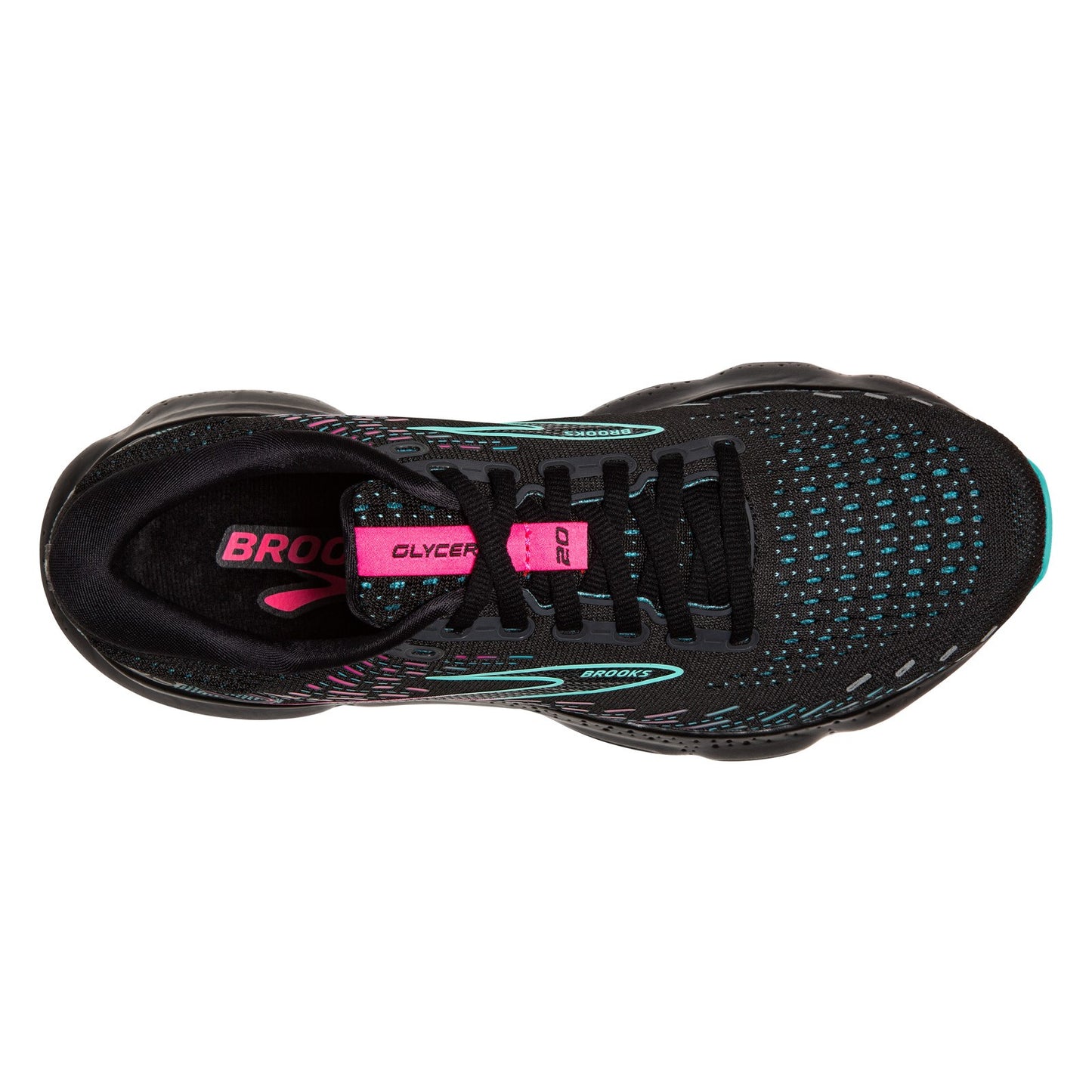 Peltz Shoes  Women's Brooks Glycerin 20 Running Shoe Black/Blue/Pink 120369 1B 005