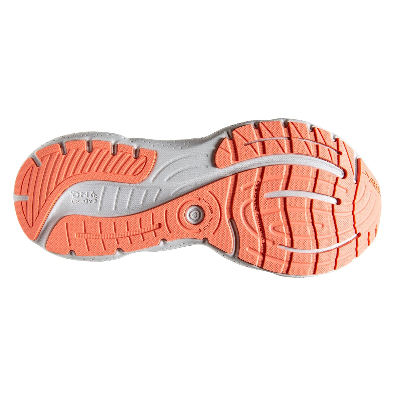 Peltz Shoes  Women's Brooks Glycerin 20 Running Shoe Oyster/Latigo/Coral 120369 1B 061