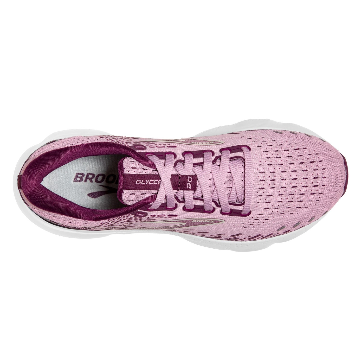 Peltz Shoes  Women's Brooks Glycerin 20 Running Shoe Mauve/Grape/Grey 120369 1B 577