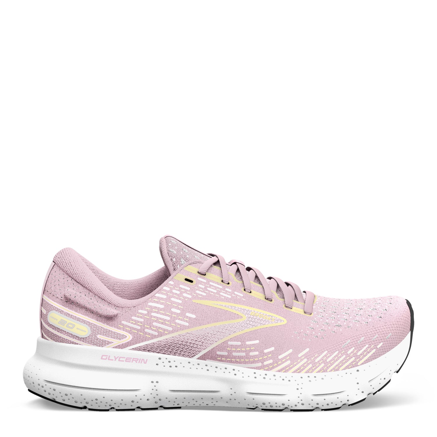 Peltz Shoes  Women's Brooks Glycerin 20 Running Shoe Pink/Yellow/White 120369 1B 656