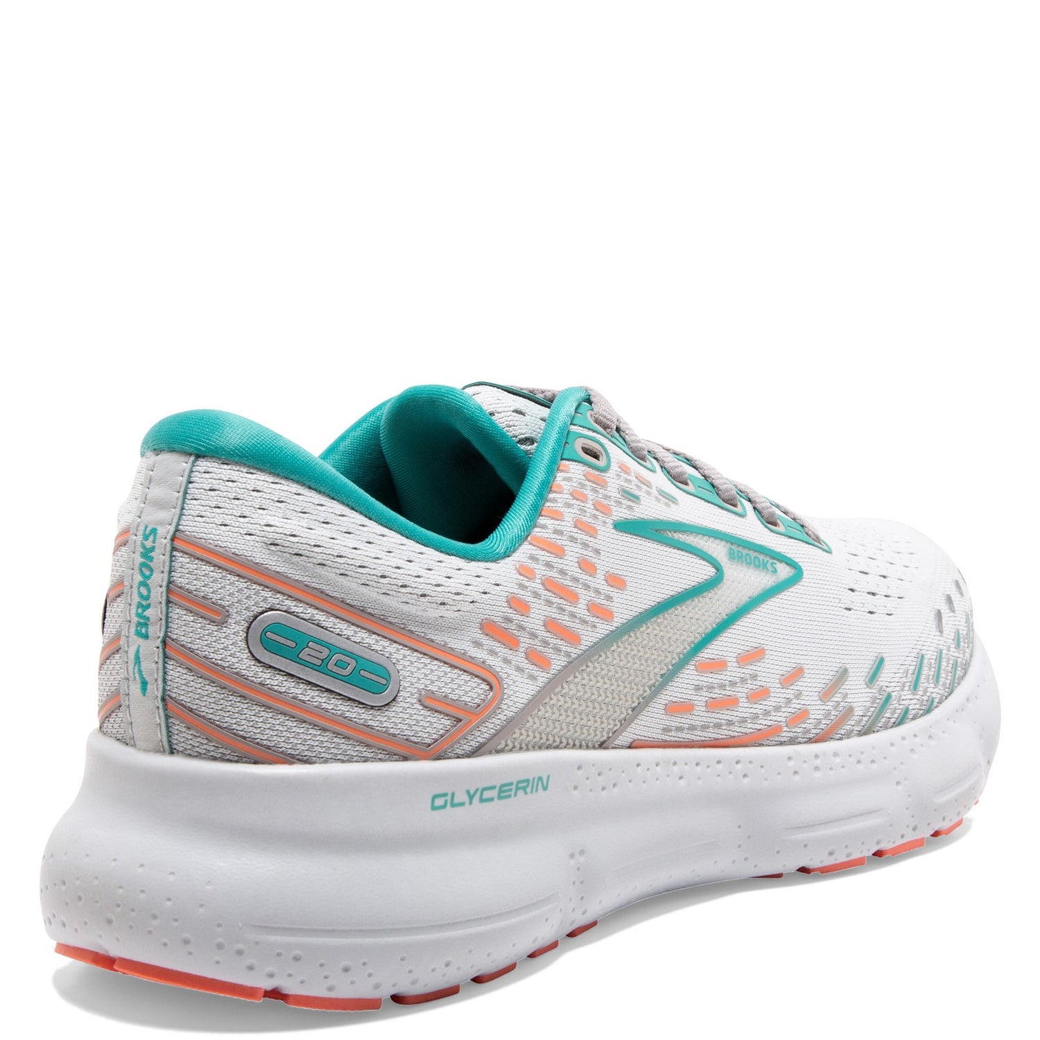 Peltz Shoes  Women's Brooks Glycerin 20 Running Shoe - Wide Width Oyster/Latigo/Coral 120369 1D 061