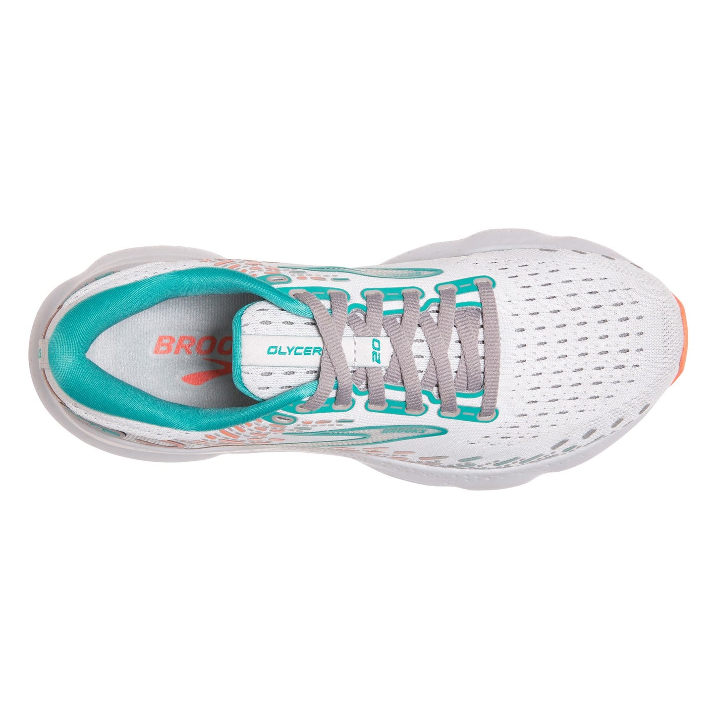 Peltz Shoes  Women's Brooks Glycerin 20 Running Shoe - Wide Width Oyster/Latigo/Coral 120369 1D 061