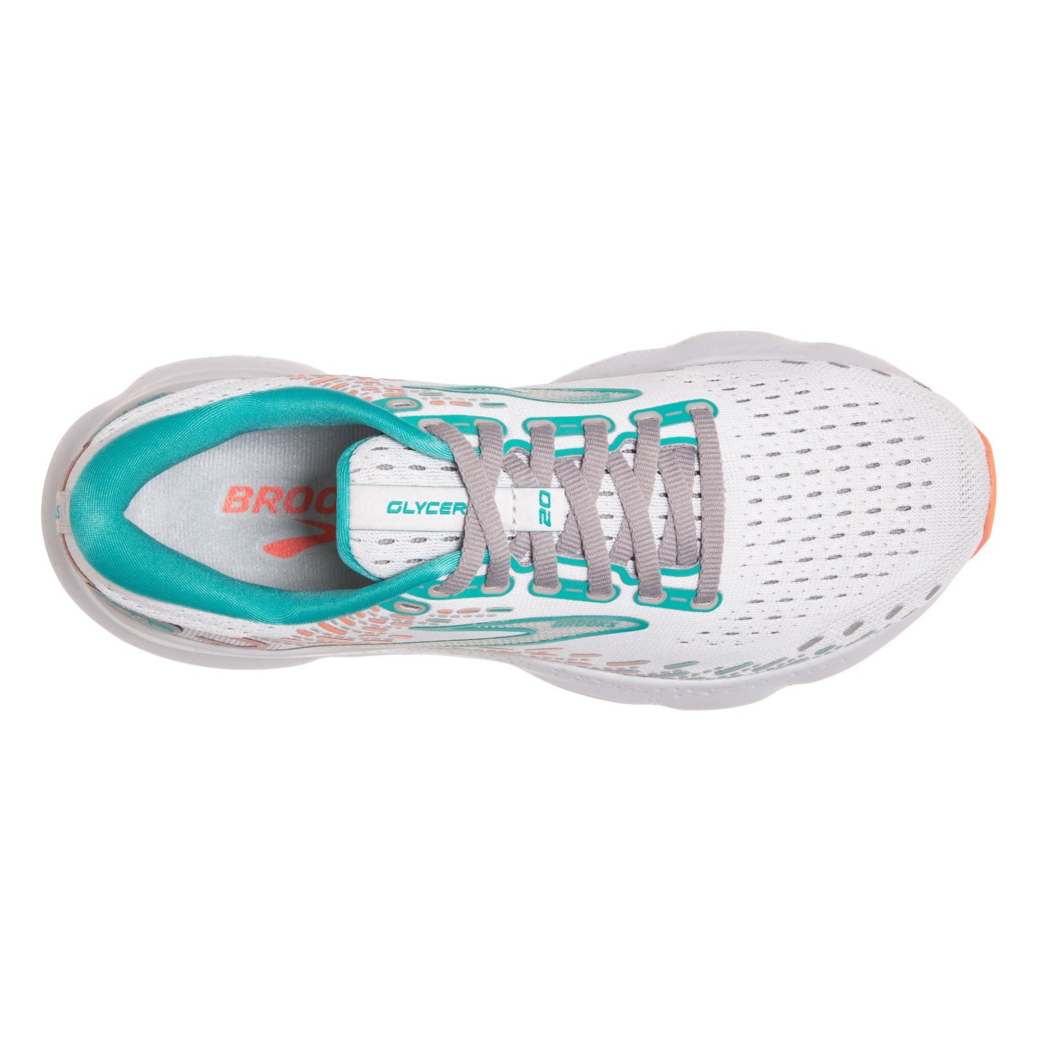 Peltz Shoes  Women's Brooks Glycerin 20 Running Shoe - Wide Width Oyster/Latigo/Coral 120369 1D 061