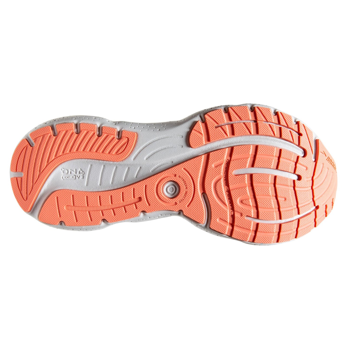 Peltz Shoes  Women's Brooks Glycerin 20 Running Shoe - Wide Width Oyster/Latigo/Coral 120369 1D 061