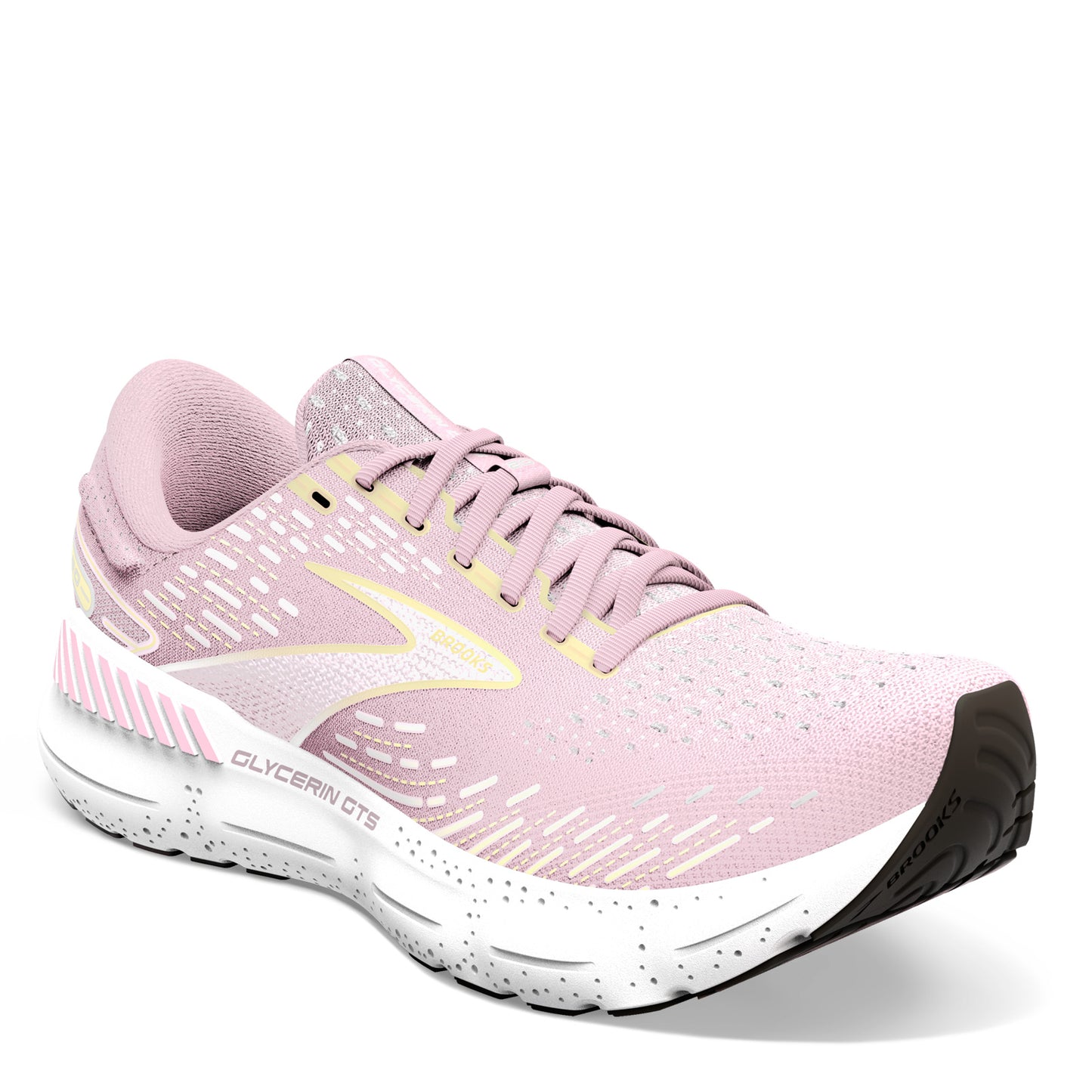 Peltz Shoes  Women's Brooks Glycerin GTS 20 Running Shoe Pink/Yellow/White 120370 1B 656