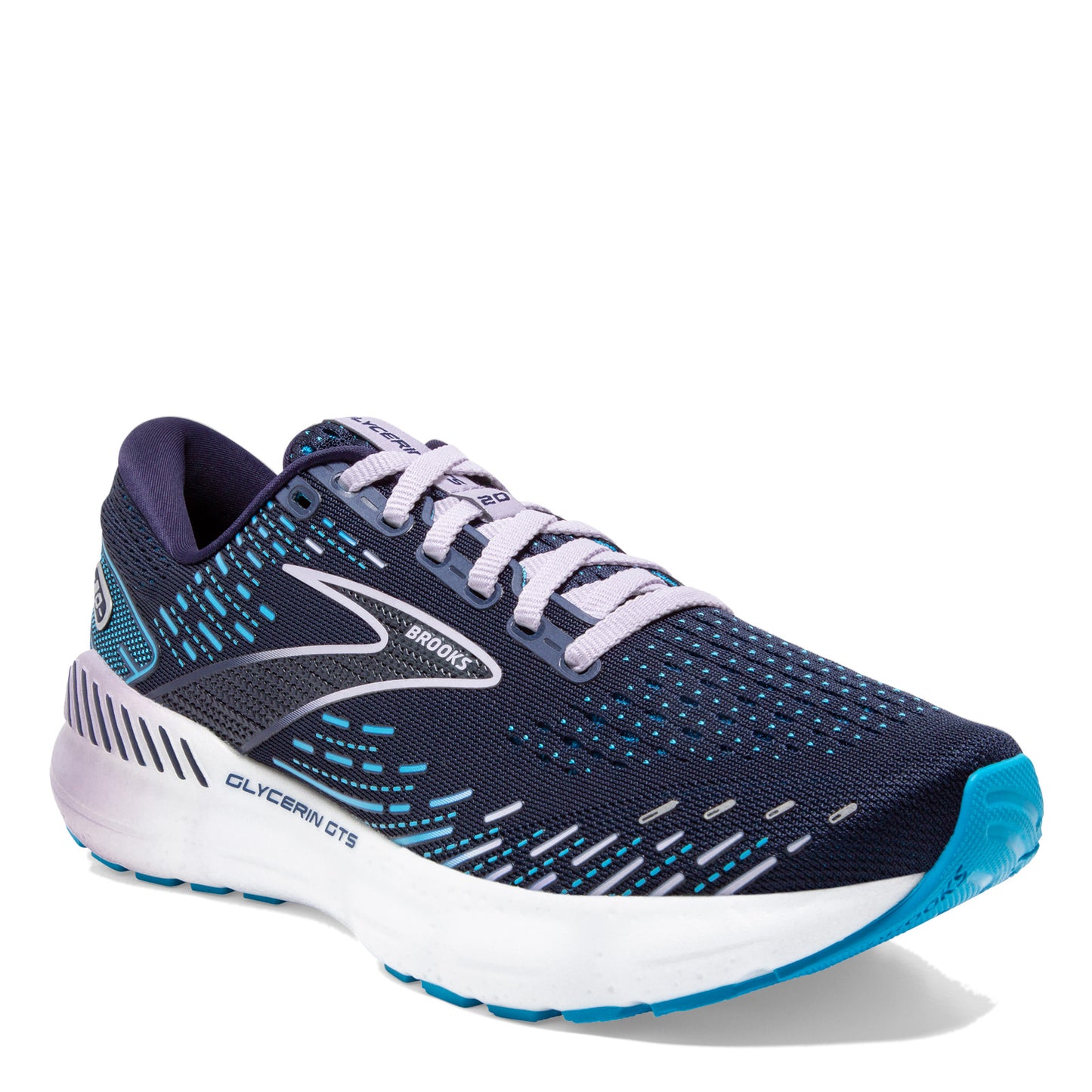 Peltz Shoes  Women's Brooks Glycerin GTS 20 Running Shoe - Wide Width Peacoat/Ocean 120370 1D 499