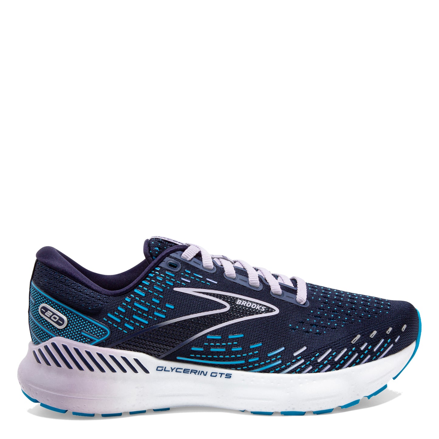 Peltz Shoes  Women's Brooks Glycerin GTS 20 Running Shoe - Wide Width Peacoat/Ocean 120370 1D 499