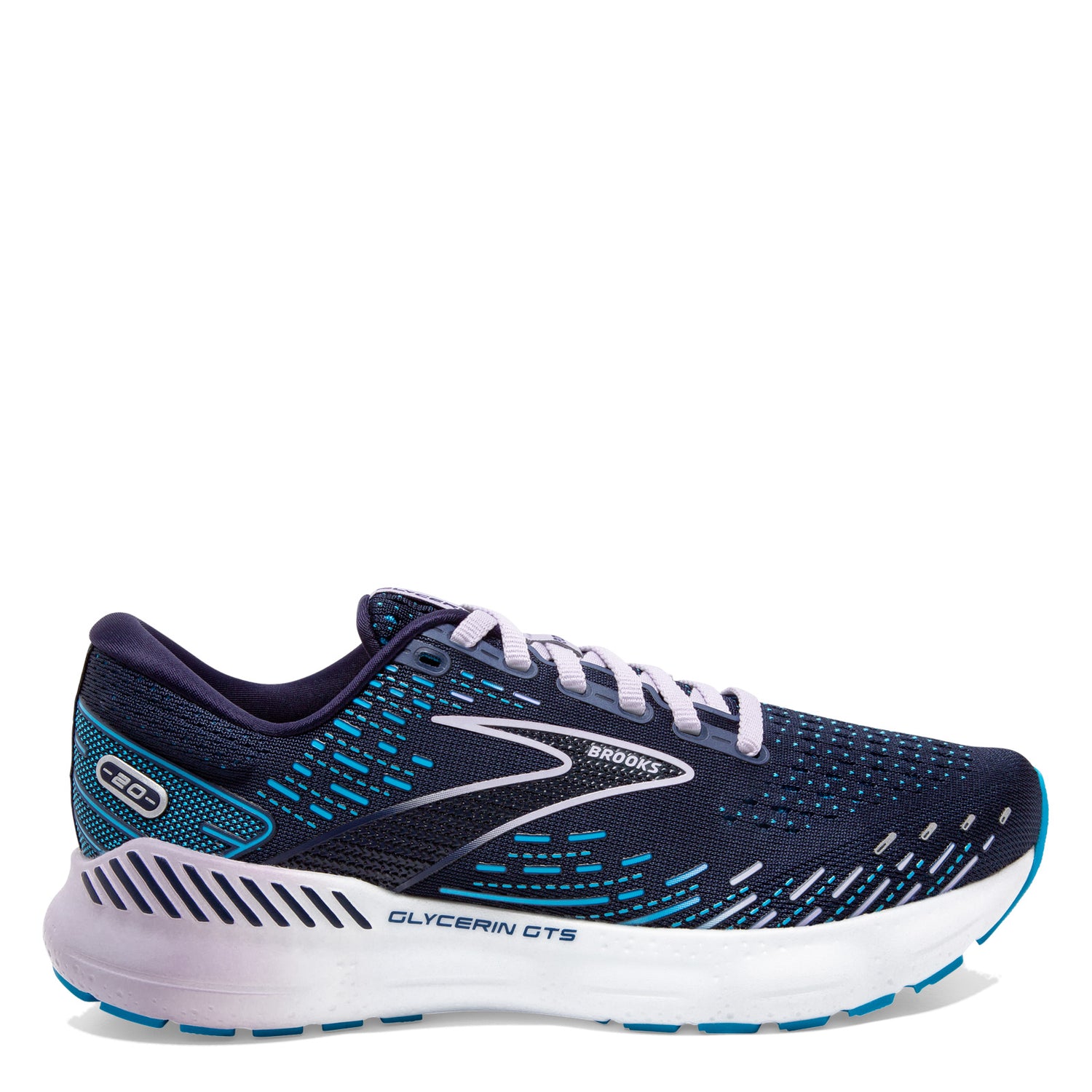 Peltz Shoes  Women's Brooks Glycerin GTS 20 Running Shoe - Wide Width Peacoat/Ocean 120370 1D 499