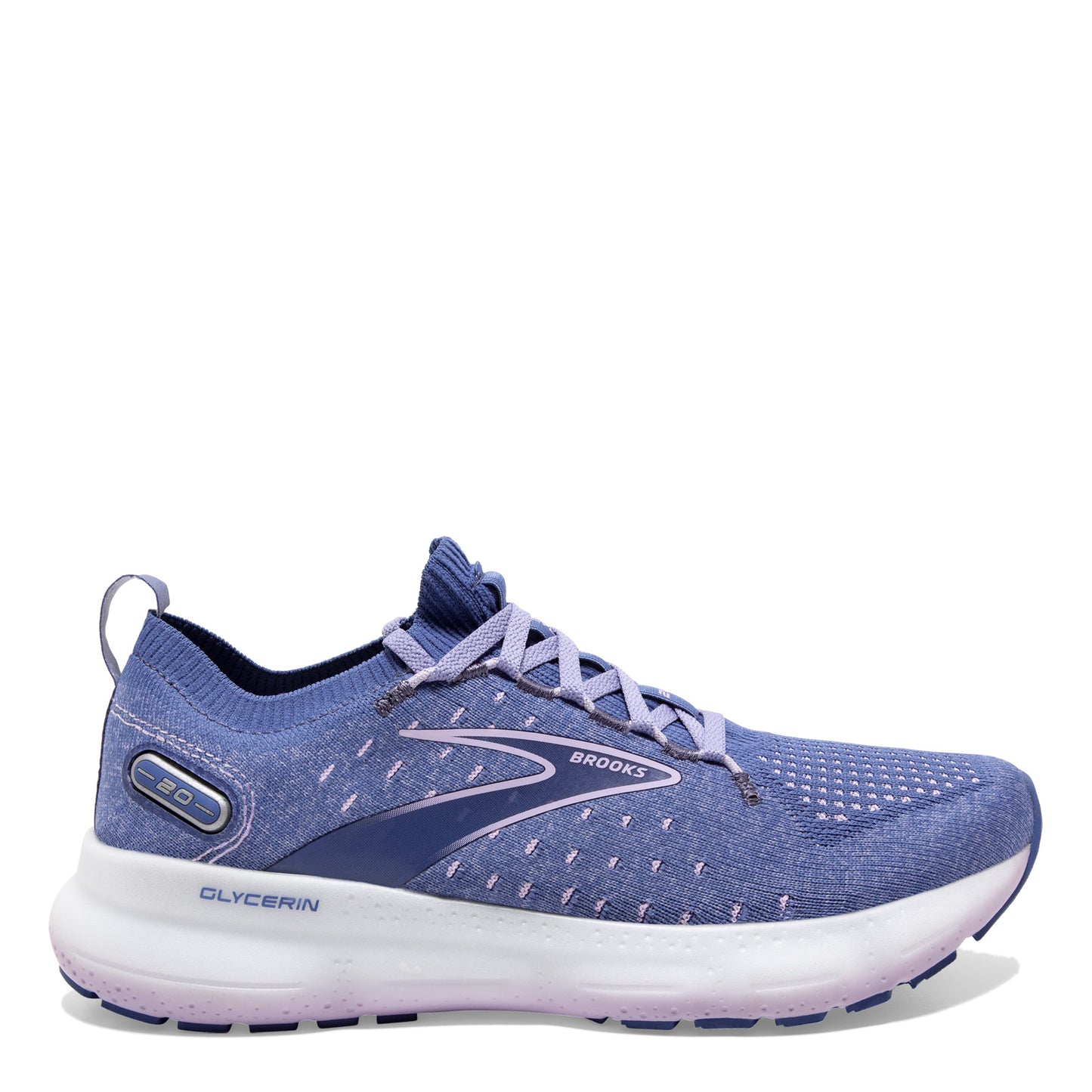 Peltz Shoes  Women's Brooks Glycerin 20 Stealth Fit Running Shoe Blue/Lilac 120372 1B 402