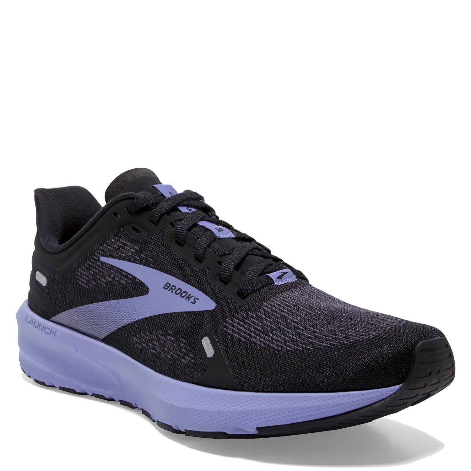 Peltz Shoes  Women's Brooks Launch 9 Running Shoe - Wide Width Black/Ebony/Purple 120373 1D 060