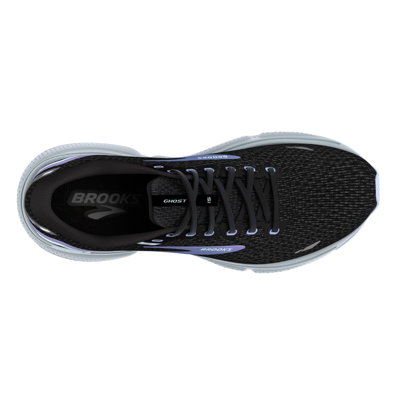 Peltz Shoes  Women's Brooks Ghost 15 Running Shoe Black/Jacaranda/Salt 120380 1B 011