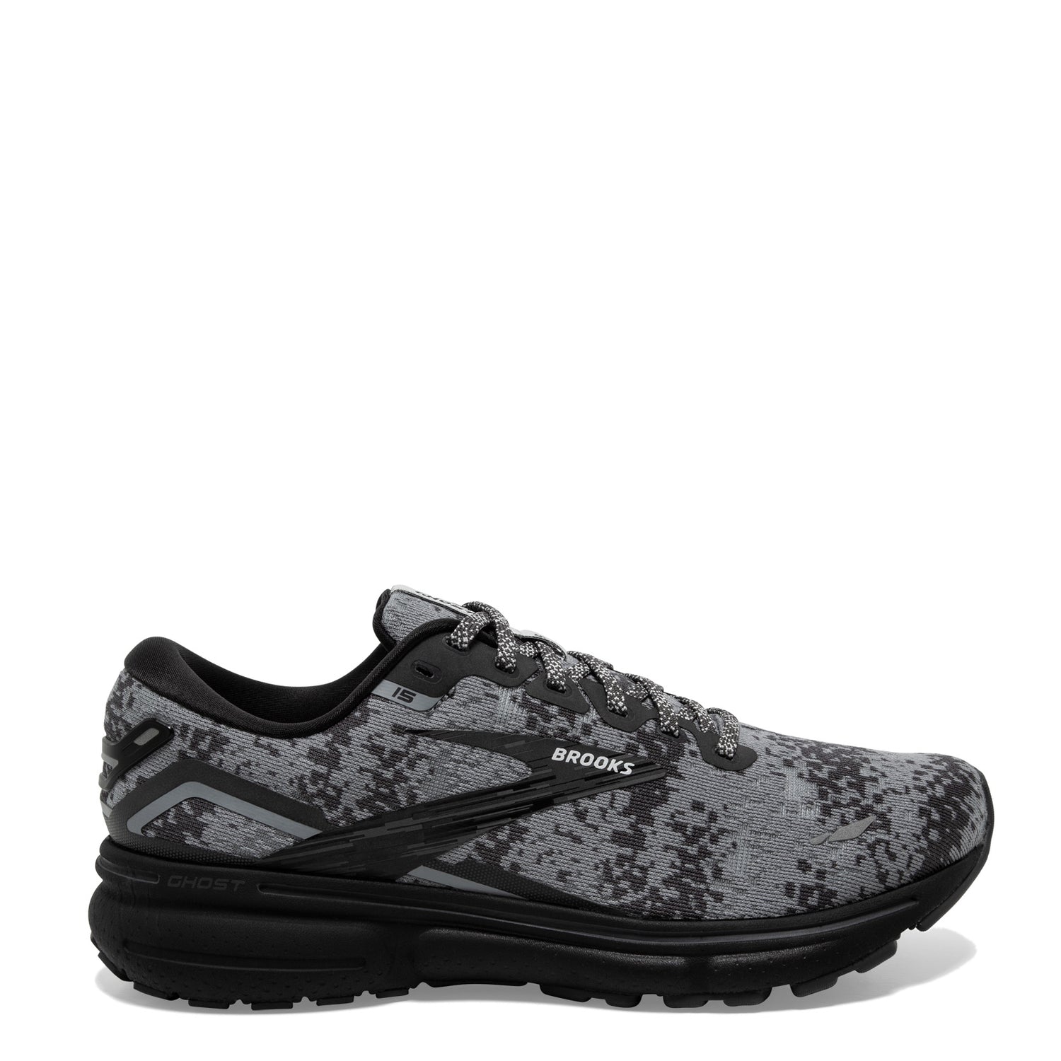 Peltz Shoes  Women's Brooks Ghost 15 Running Shoe Black/Oyster/Primer 120380 1B 054