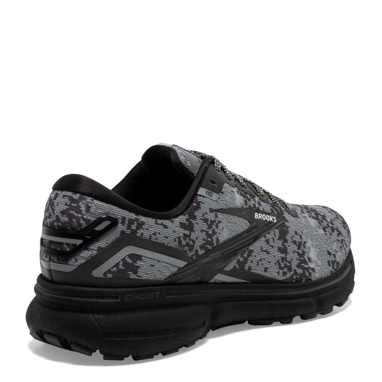 Peltz Shoes  Women's Brooks Ghost 15 Running Shoe Black/Oyster/Primer 120380 1B 054