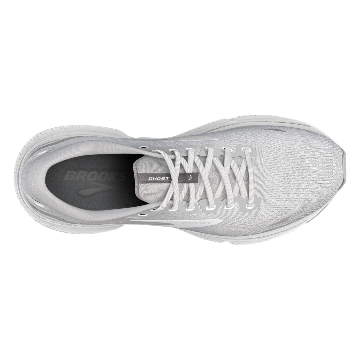 Peltz Shoes  Women's Brooks Ghost 15 Running Shoe Oyster/Alloy/White 120380 1B 112