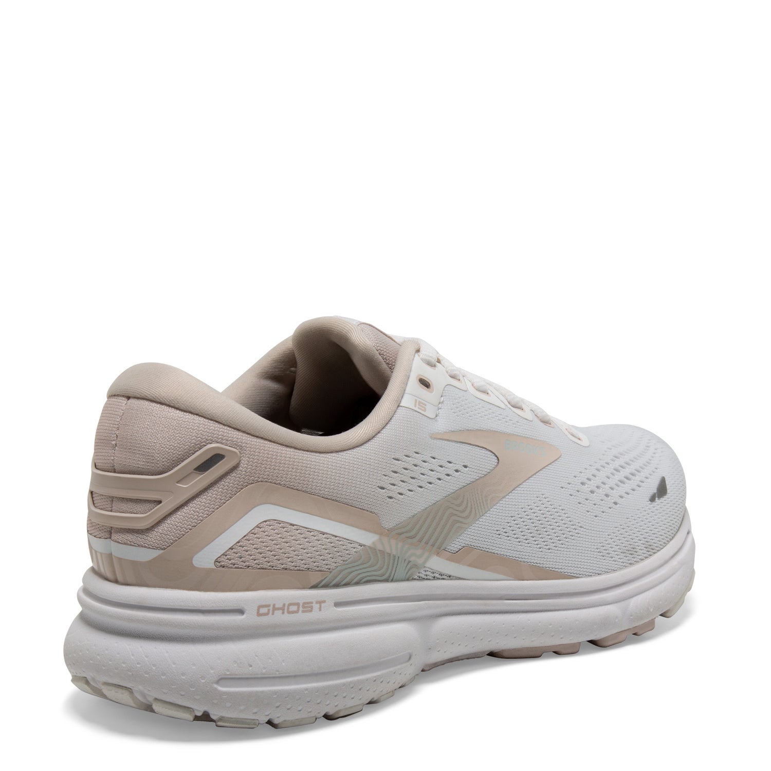 Peltz Shoes  Women's Brooks Ghost 15 Running Shoe White/Grey/Glass 120380 1B 189