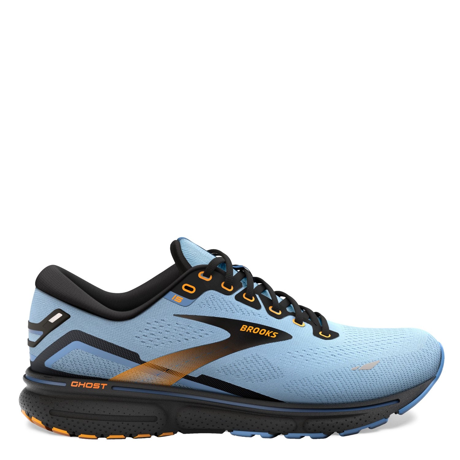 Peltz Shoes  Women's Brooks Ghost 15 Running Shoe Light Blue/Black/Yellow 120380 1B 437