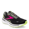 Peltz Shoes  Women's Brooks Adrenaline GTS 23 Running Shoe Black/Pink/Green 120381 1B 037