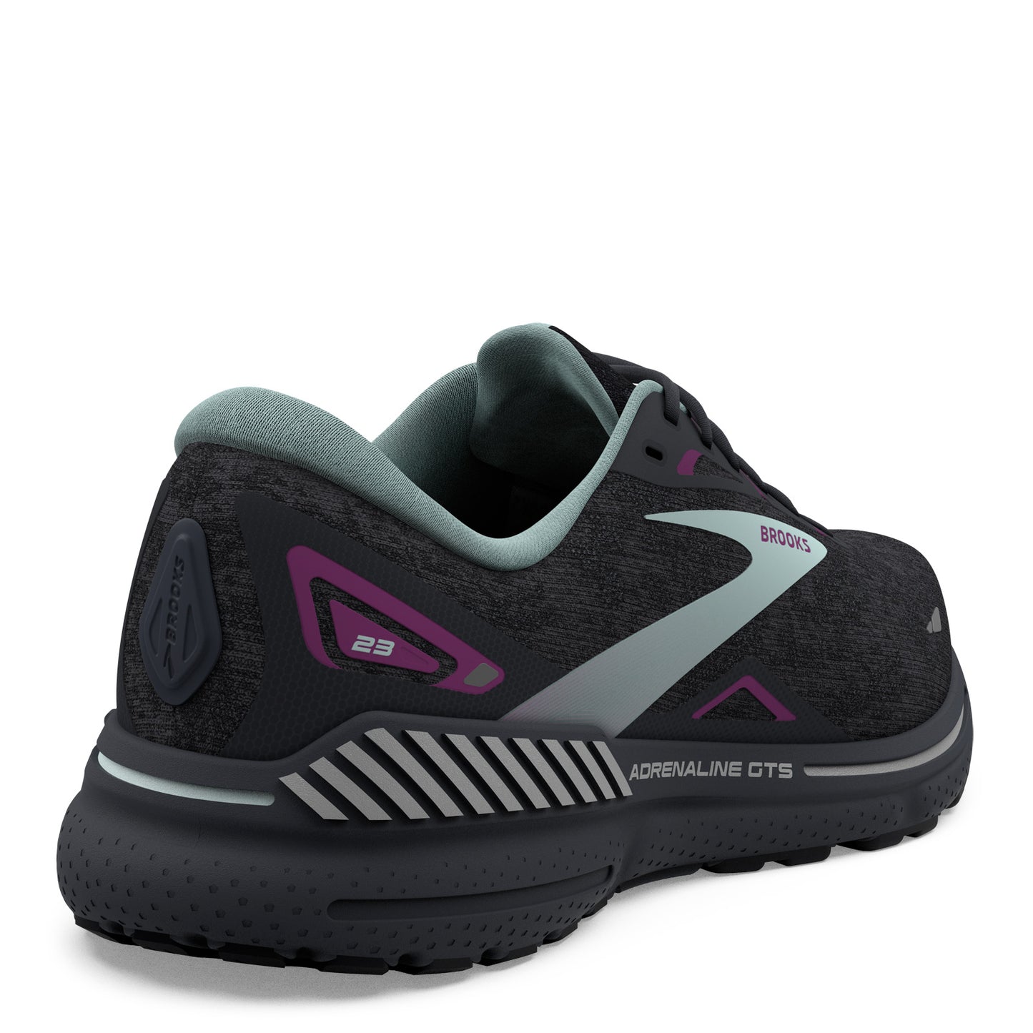 Peltz Shoes  Women's Brooks Adrenaline GTS 23 Running Shoe Black/Light Blue/Purple 120381 1B 072
