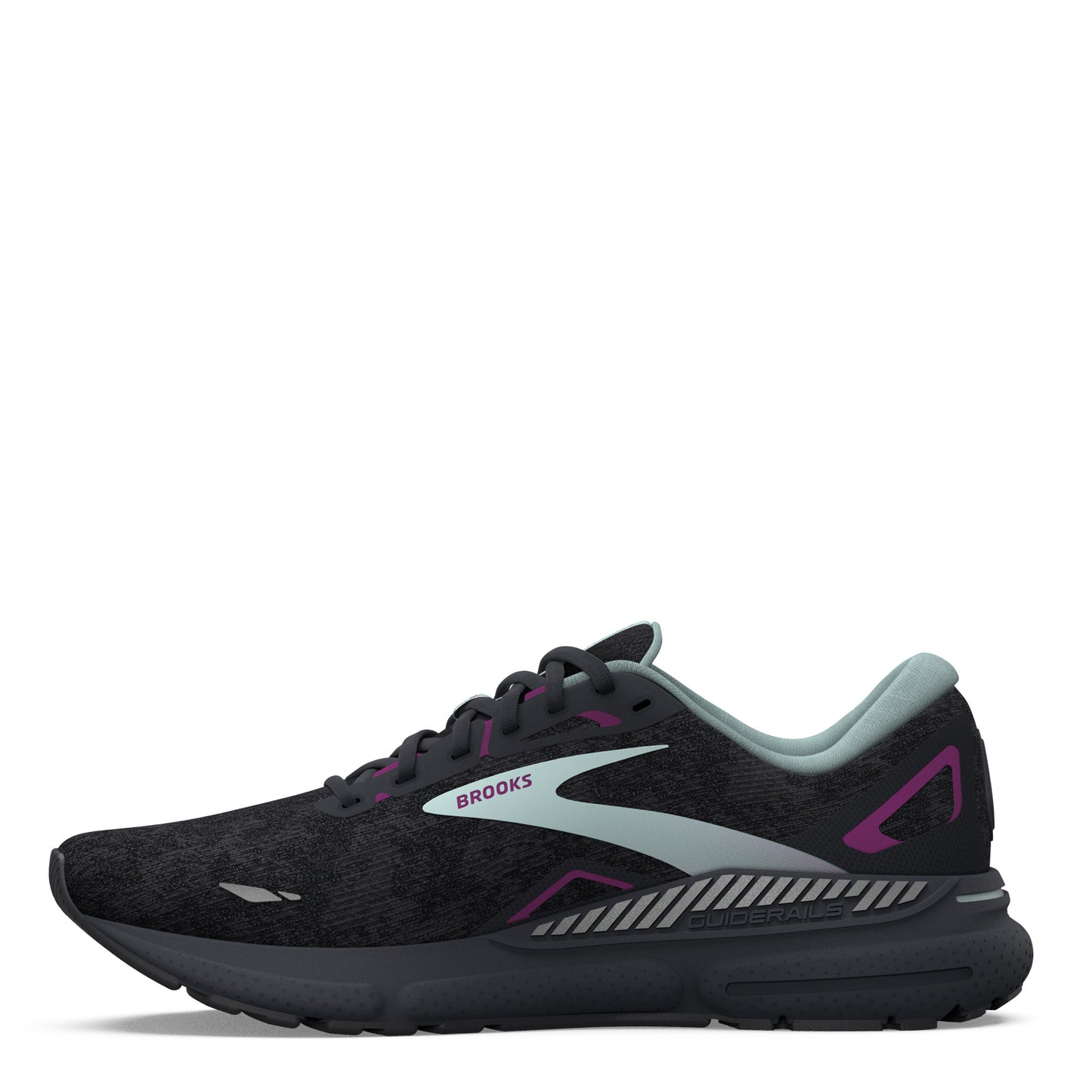 Peltz Shoes  Women's Brooks Adrenaline GTS 23 Running Shoe – Wide Width Black/Light Blue/Purple 120381 1D 072